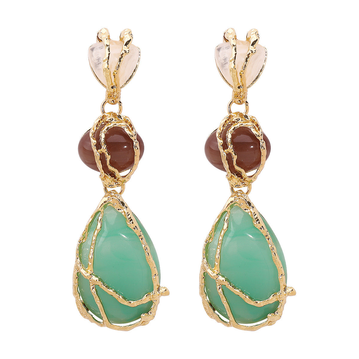 acrylic alloy net pocket water drop geometric earrings jlt13185
