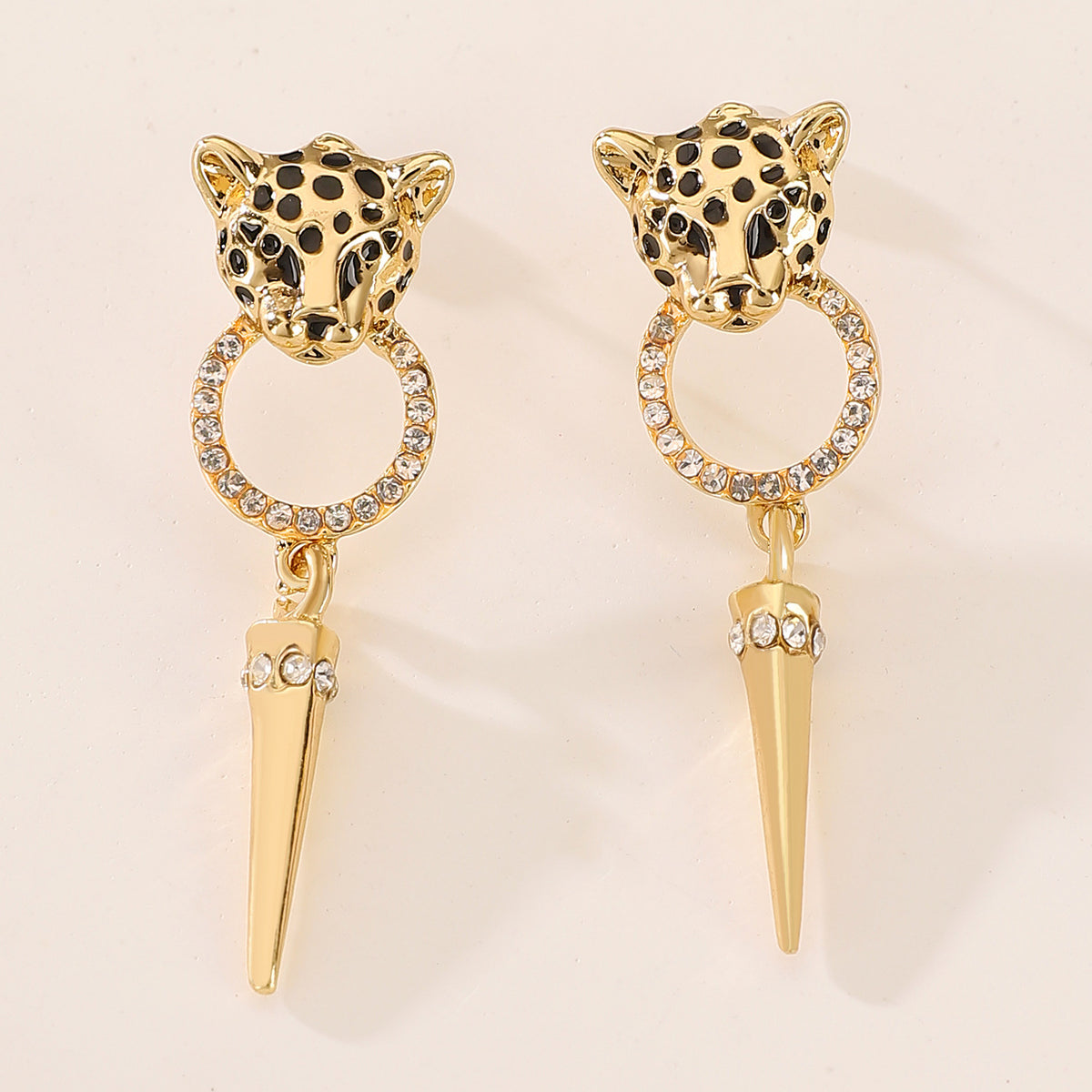 leopard head cone pendant earrings jlt13197