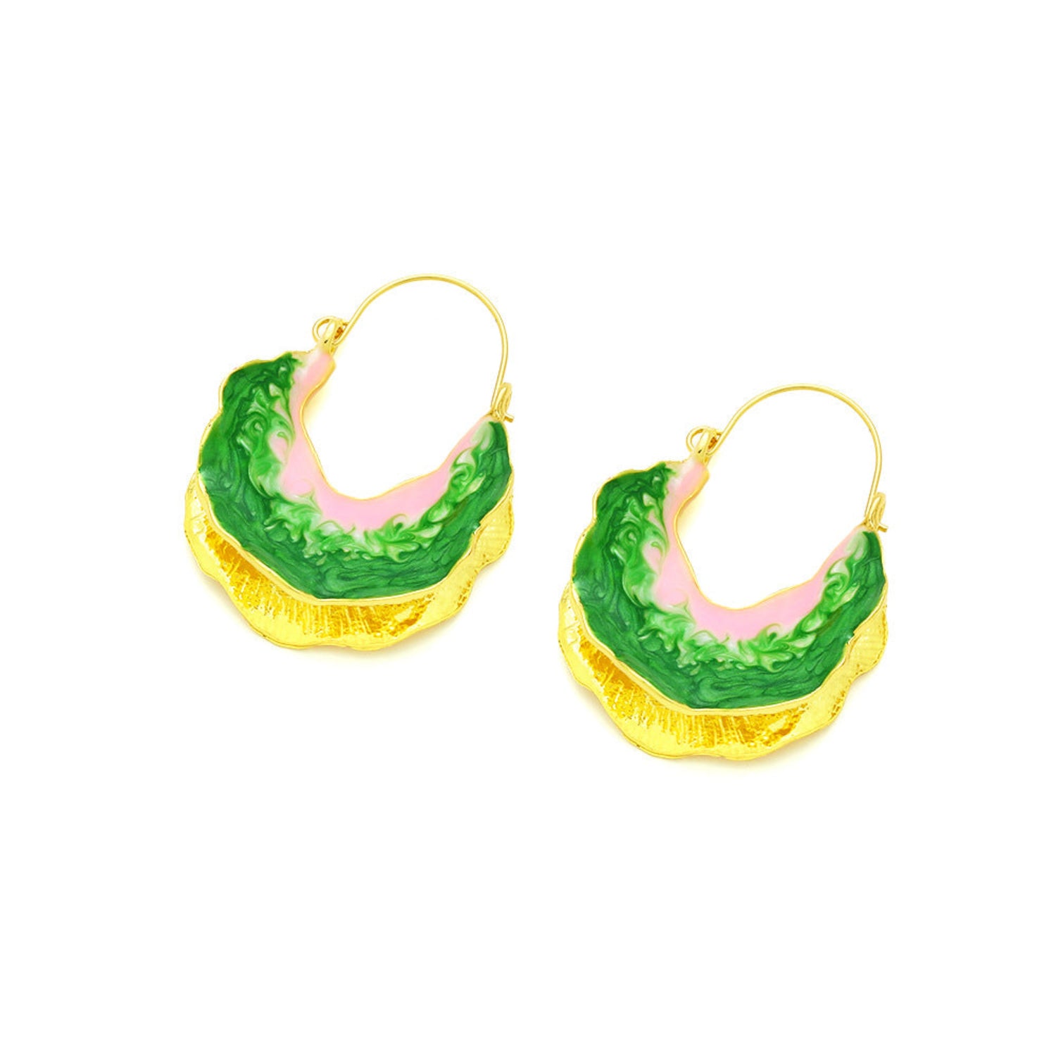 Oil drop shape leaf earrings exaggerated enamel leaf earrings jlt13276