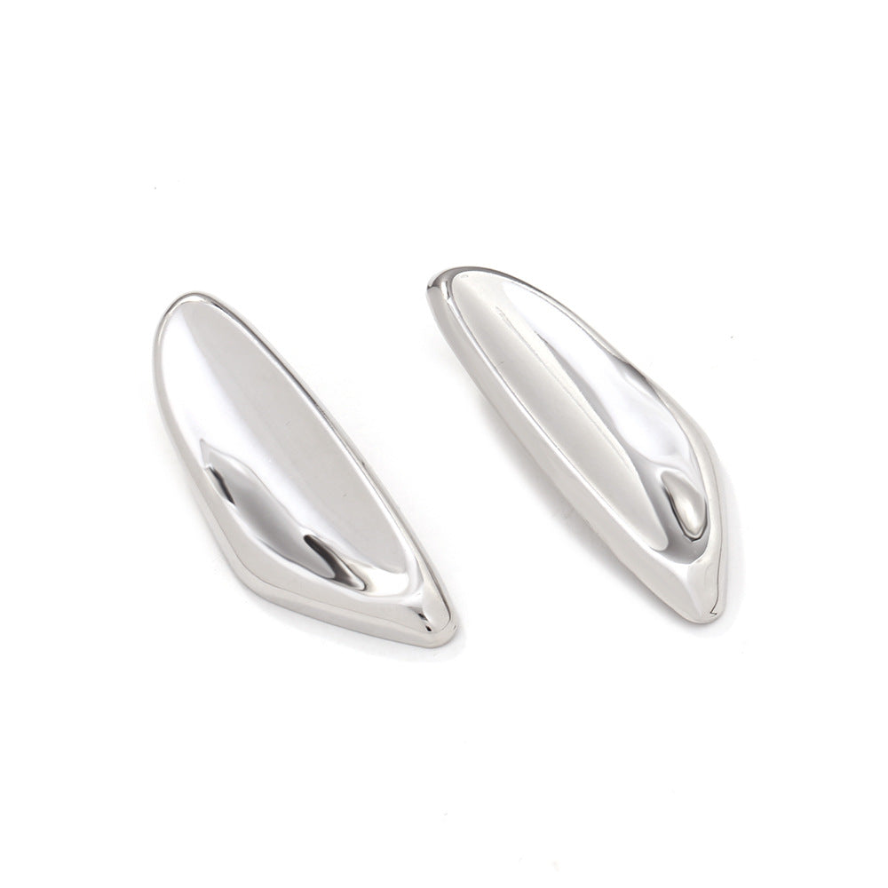 Raw Sterling Texture European lite luxury streamlined metal earrings for women jlt13283