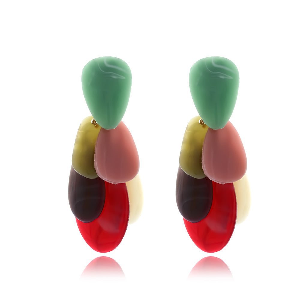 simple irregular handmade geometric resin earrings personality all-match irregular multi-layer resin earrings for women jlt13286