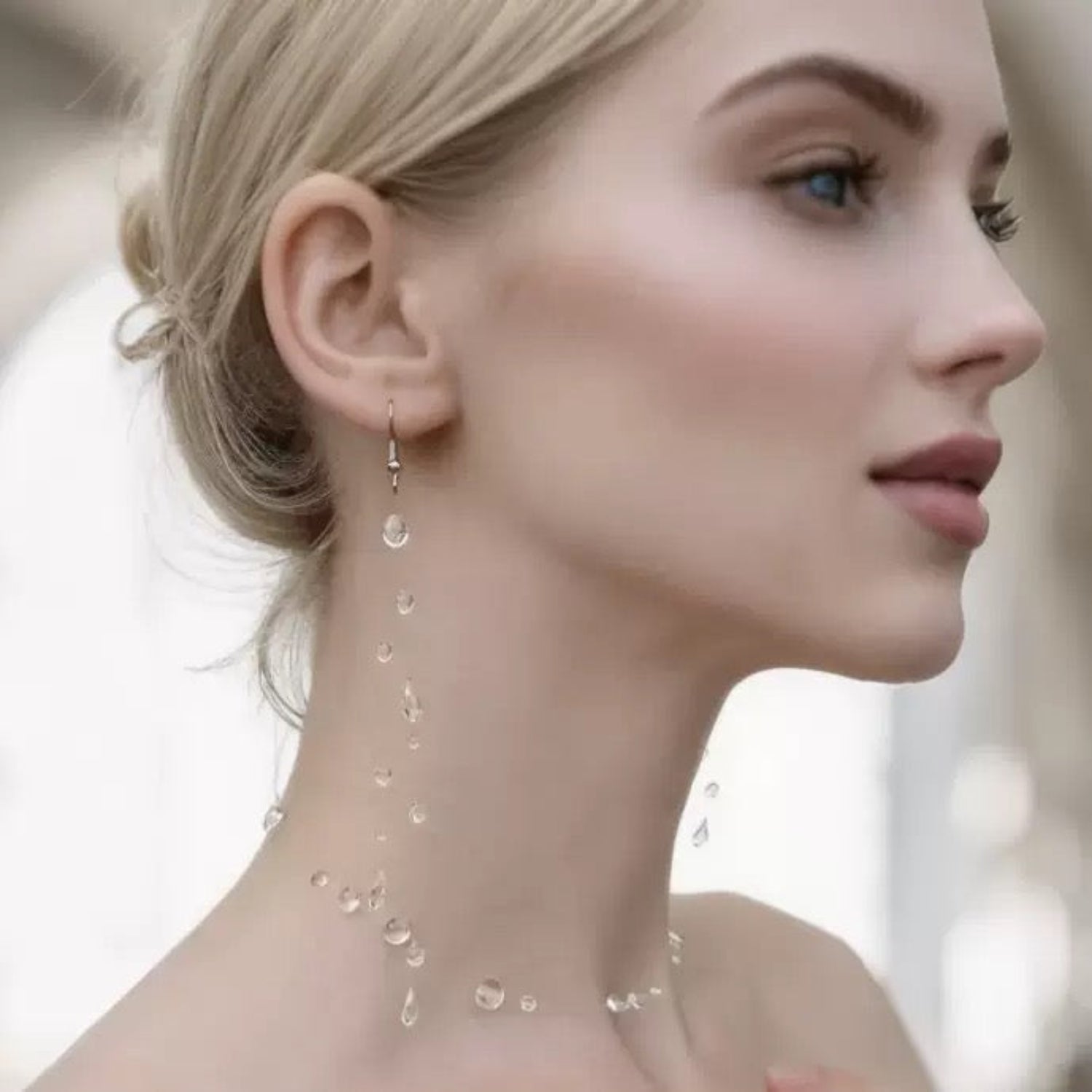 Just Lil Things Crystal Cascade Drop Earrings – Long Thread Design with Floating Beads jlt13311