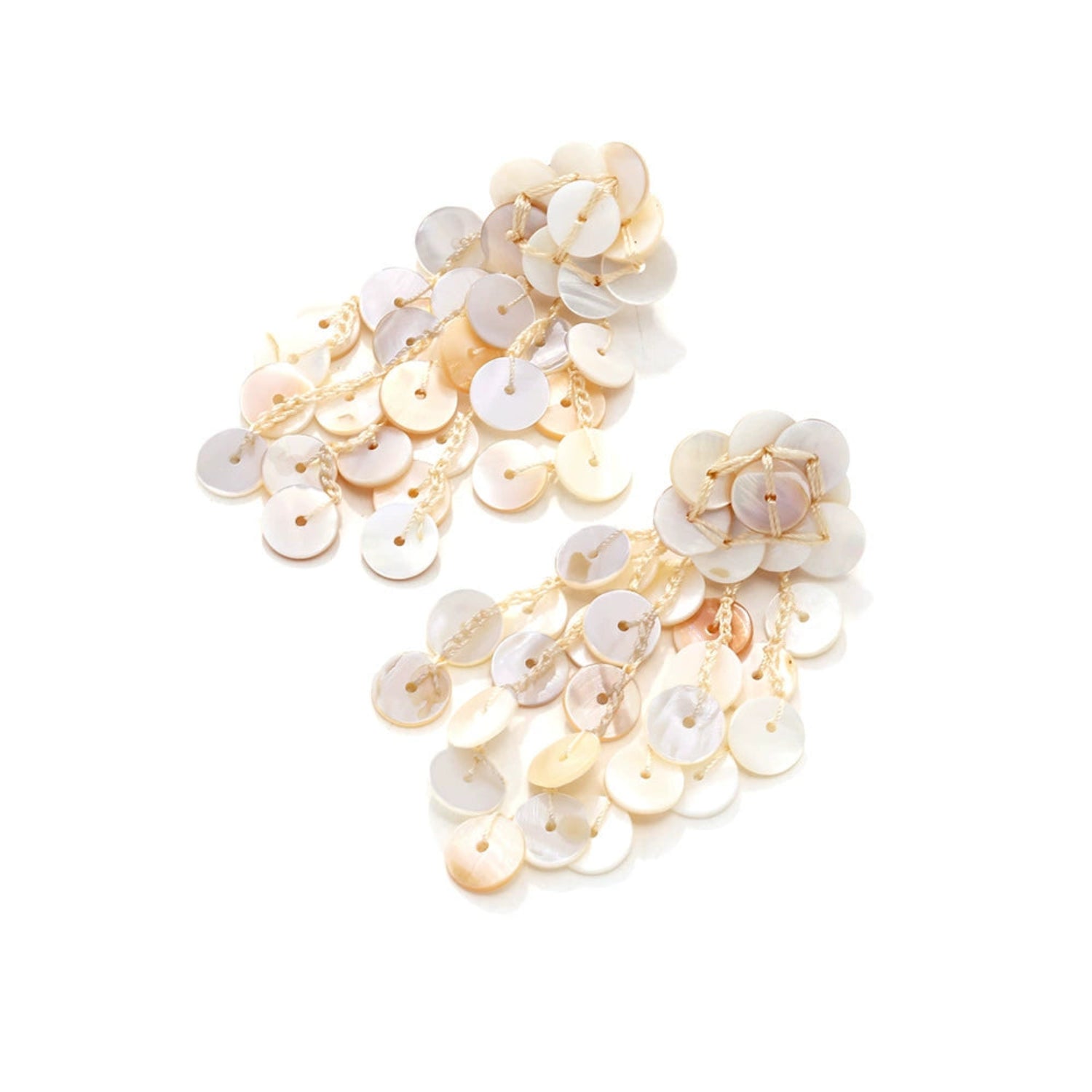 Just Lil Things Pearlescent Bloom Drop Earrings – Shell Disc Layered Design jlt13315