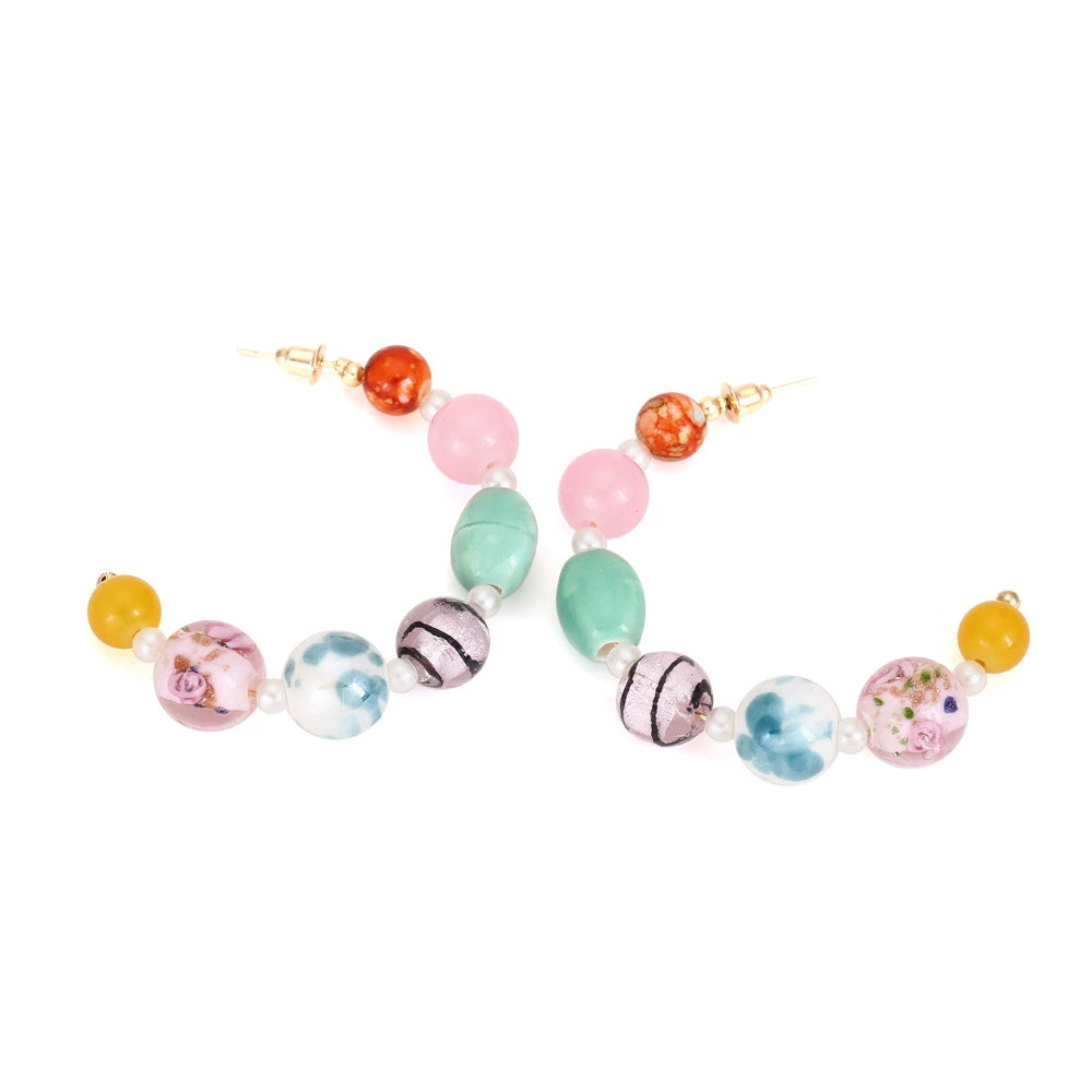 Just Lil Things Pastel Carnival Beaded Drop Earrings – Multi-Color Sphere Design jlt13317