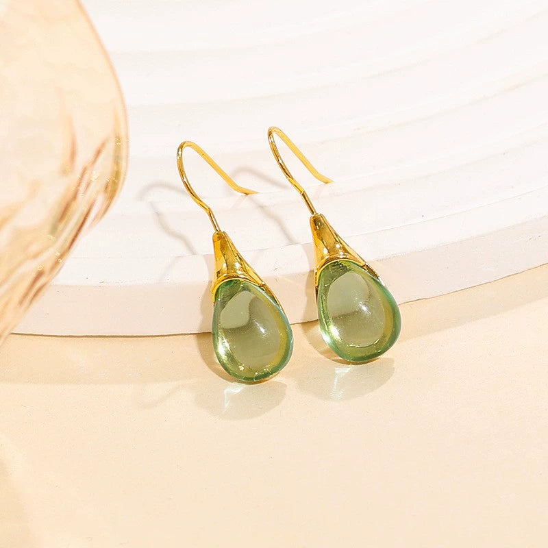 Just Lil Things Golden Green Teardrop Earrings jlt13331