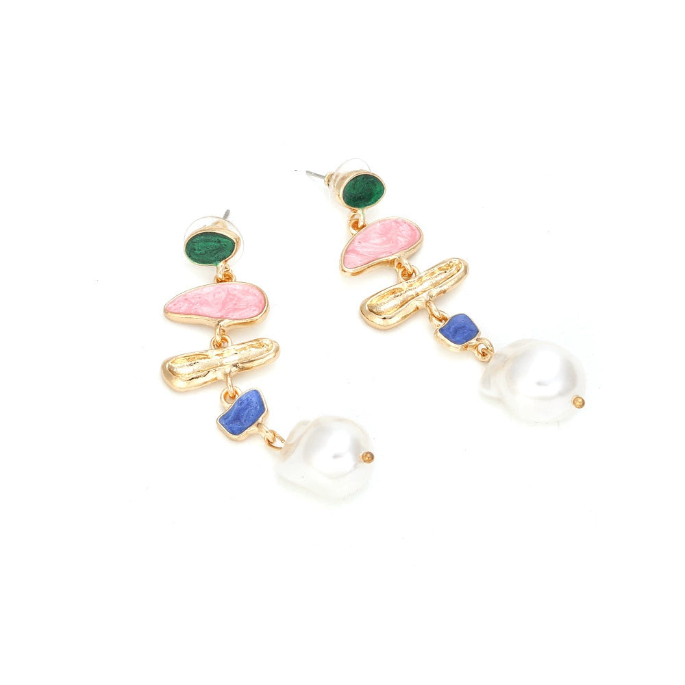 Just Lil Things Golden Geometric Pin Earrings with Mini Bag Design jlt13333