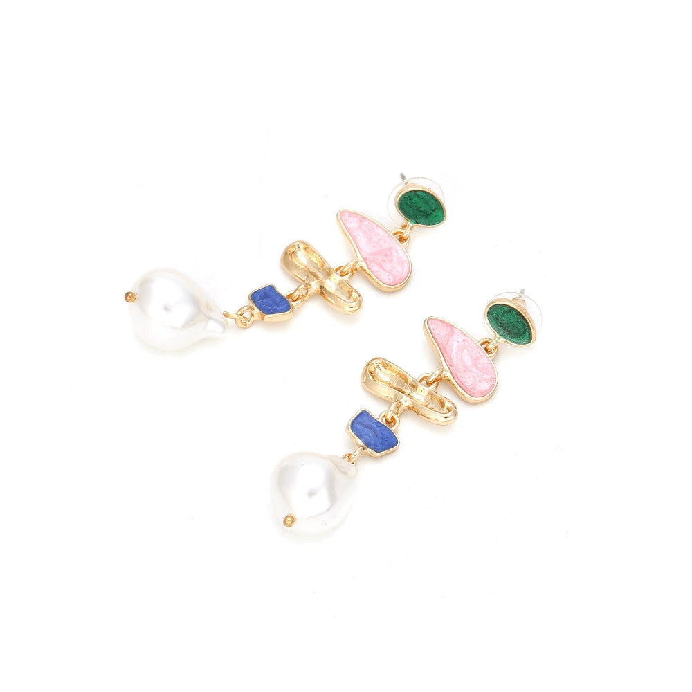 Just Lil Things Golden Geometric Pin Earrings with Mini Bag Design jlt13333