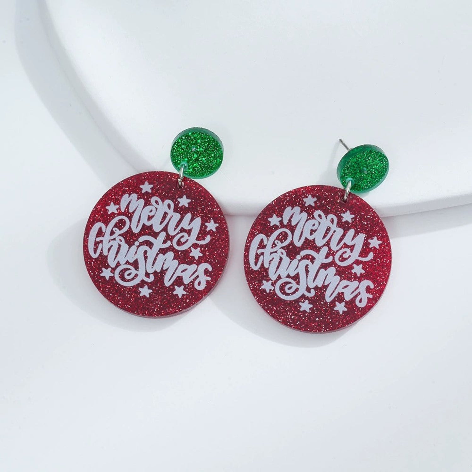 Just Lil Things Merry Christmas Glitter Earrings jlt13346