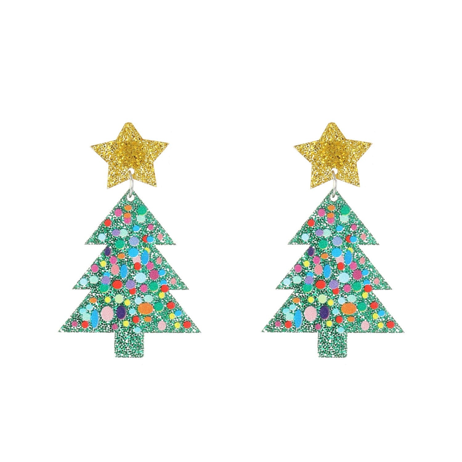 Just Lil Things Christmas Tree Earrings with Golden Star Top jlt13347