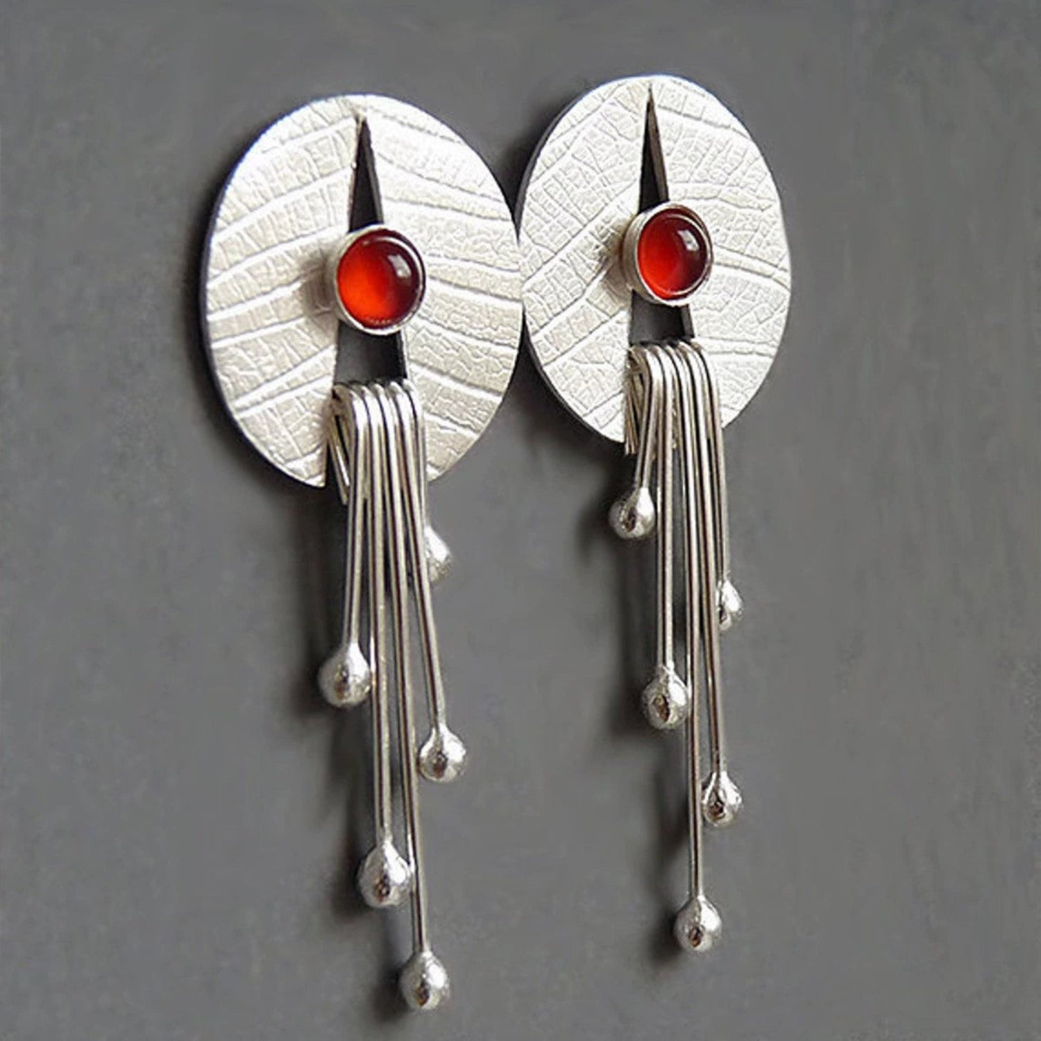 Just Lil Things Crimson Orbit Silver Dangling Earrings jlt13366