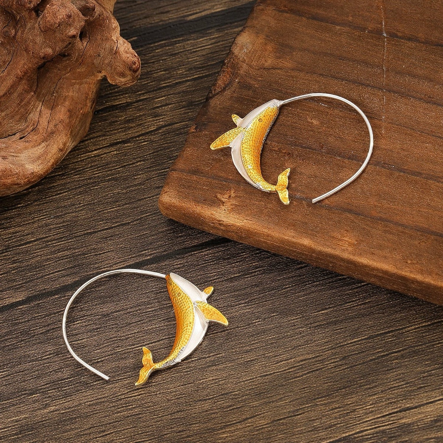 Just Lil Things Golden Koi Fish Loop Earrings jlt13367