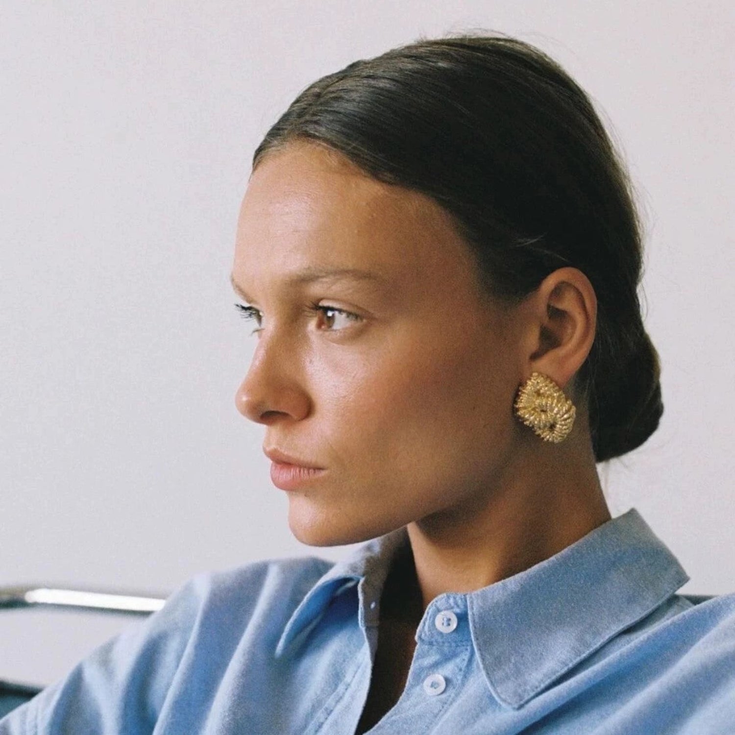 Just Lil Things Golden Coral Textured Statement Earrings jlt13368