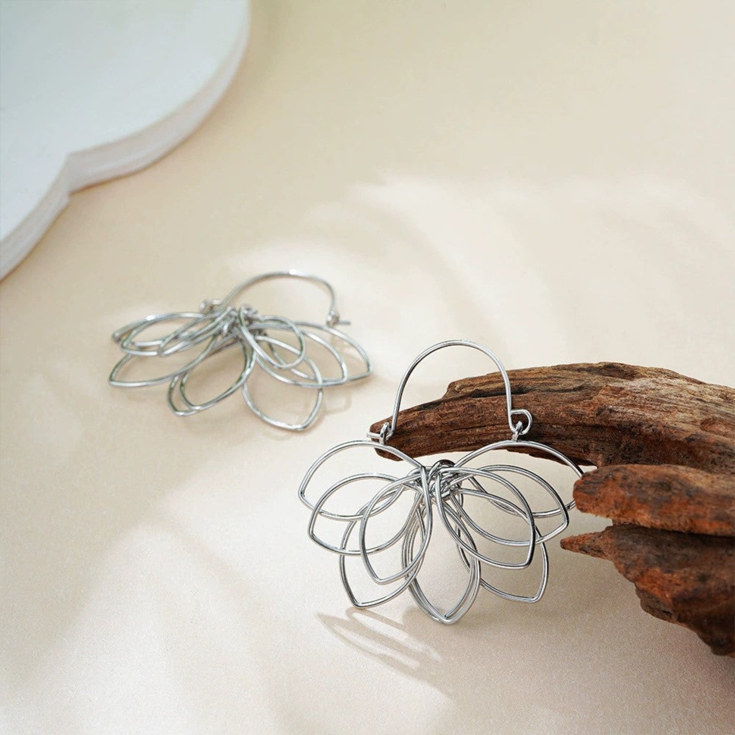 Just Lil Things Silver Petal Bloom Statement Earrings jlt13371