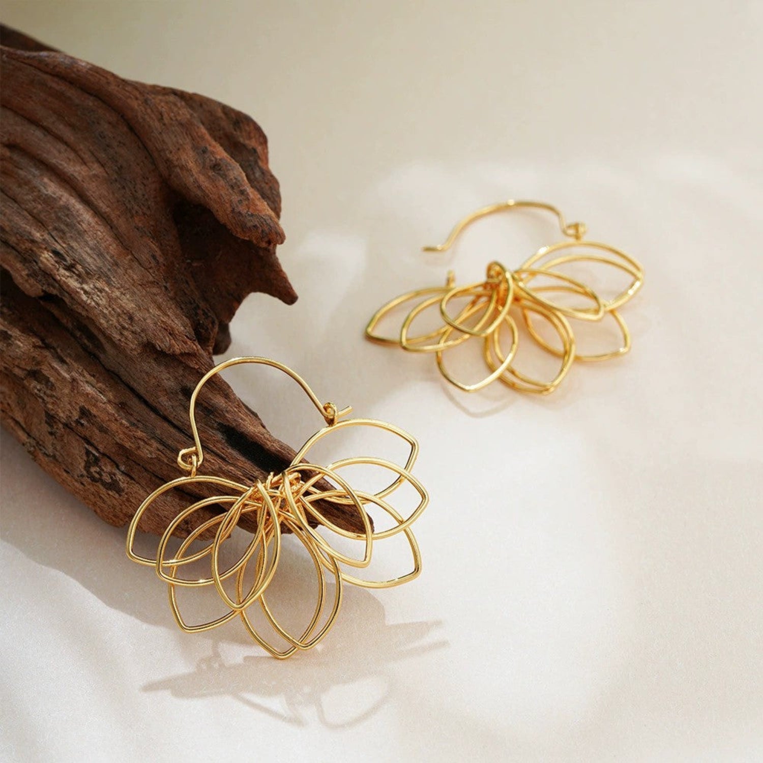 Just Lil Things Golden Petal Layered Statement Earrings jlt13379