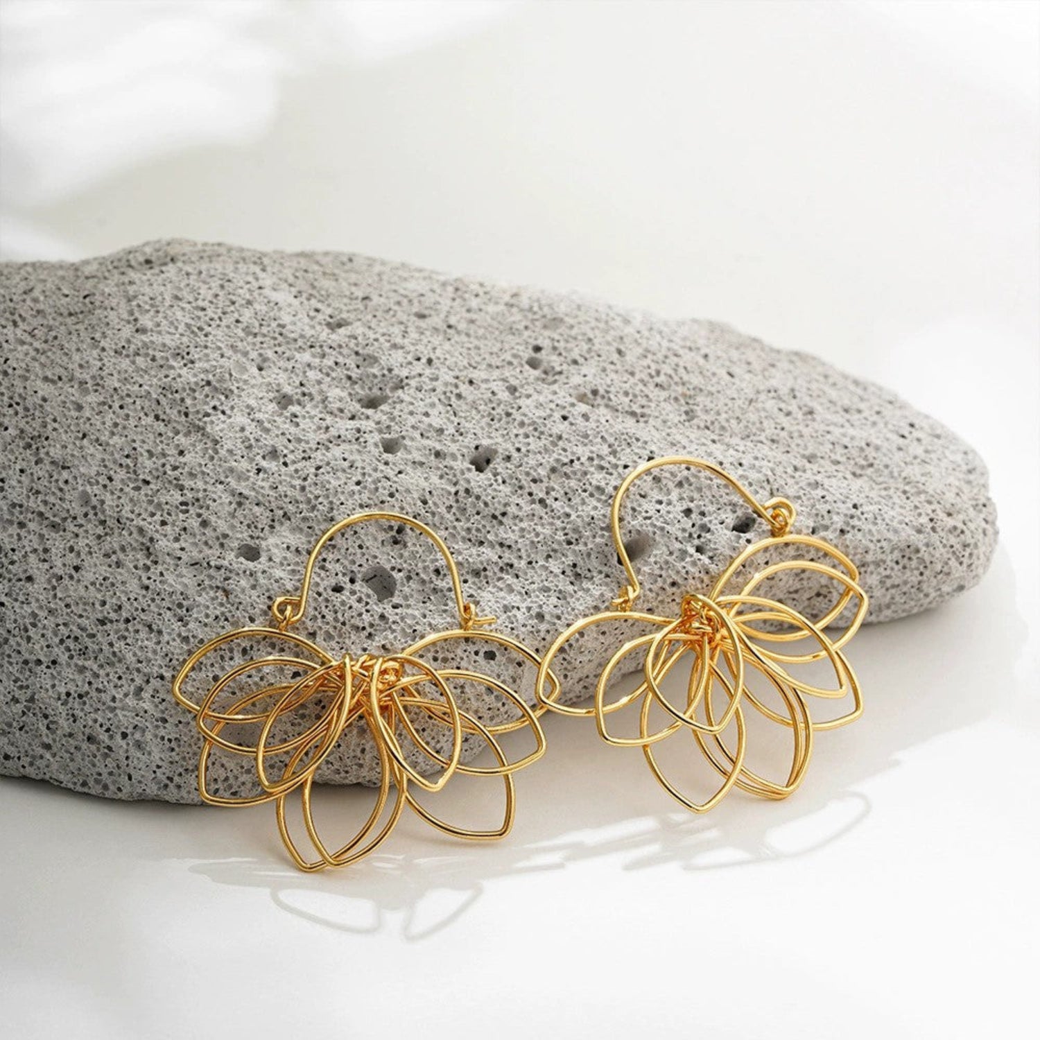 Just Lil Things Golden Petal Layered Statement Earrings jlt13379