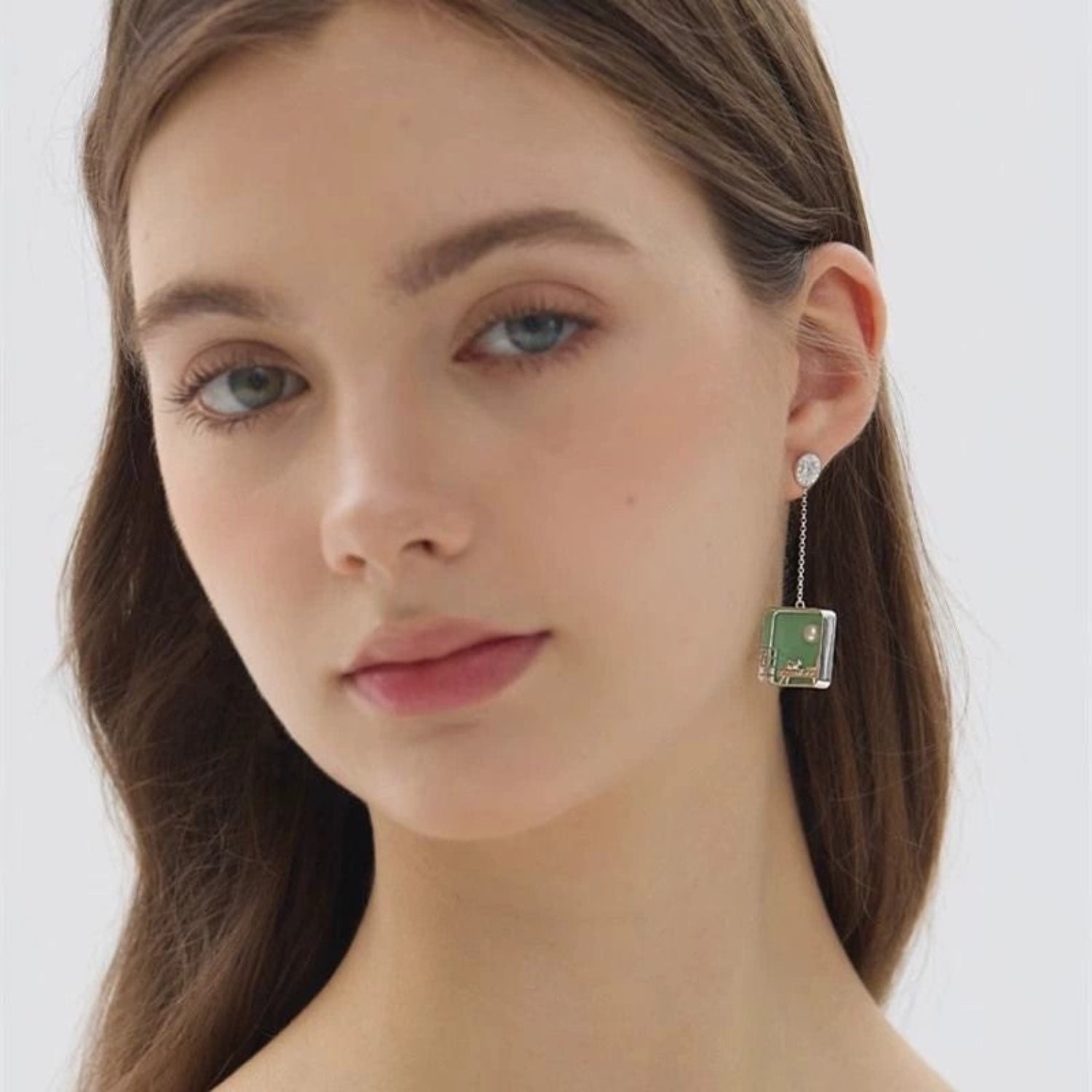 Just Lil Things Green Dreamland Silver Drop Earrings jlt13380