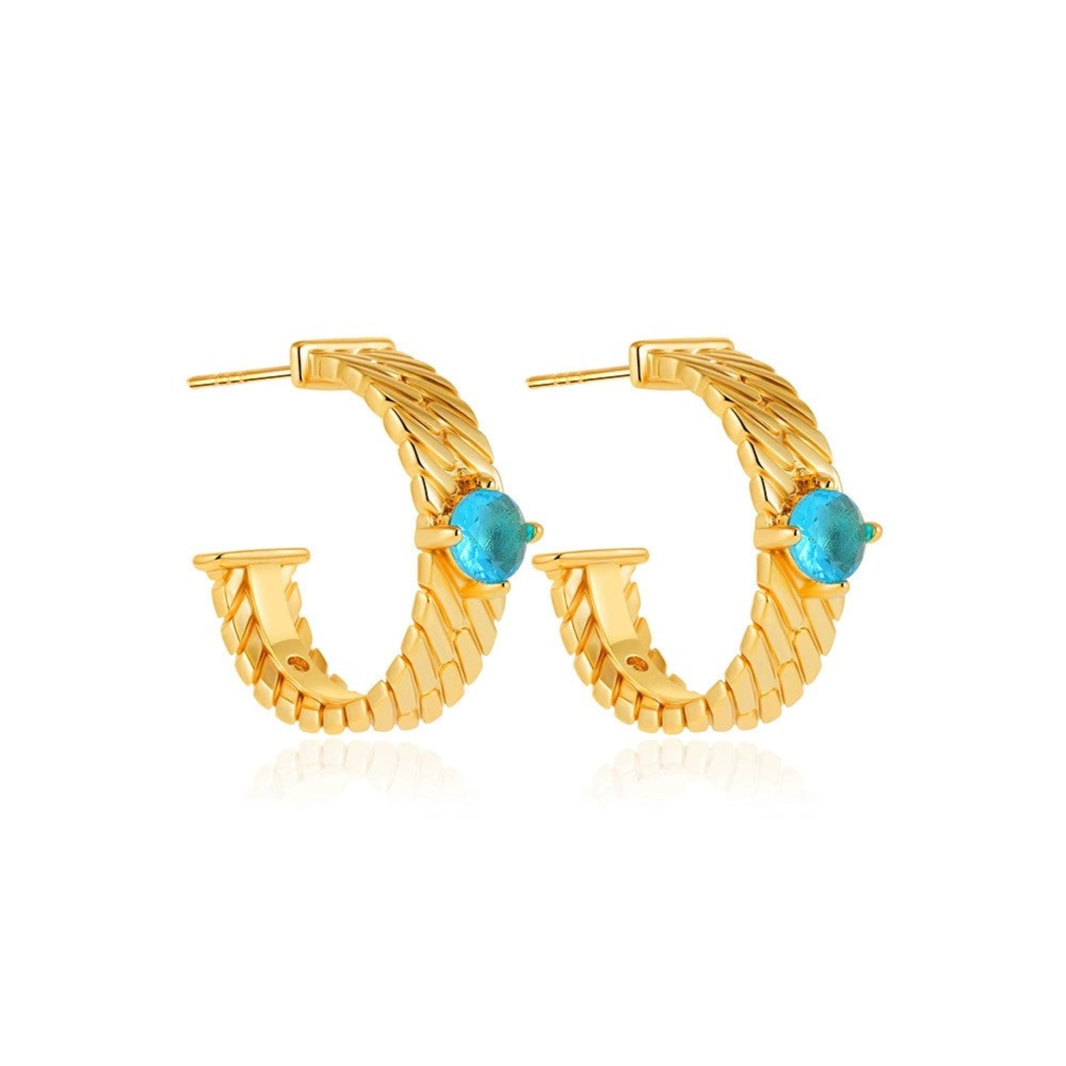Just Lil Things Aqua Luxe Braided Gold Hoop Earrings jlt13381