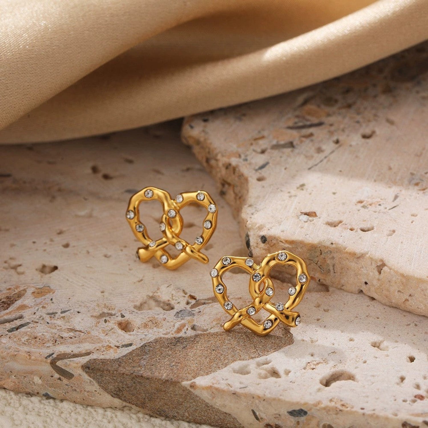 Just Lil Things Twisted Gold Pretzel Stud Earrings jlt13384
