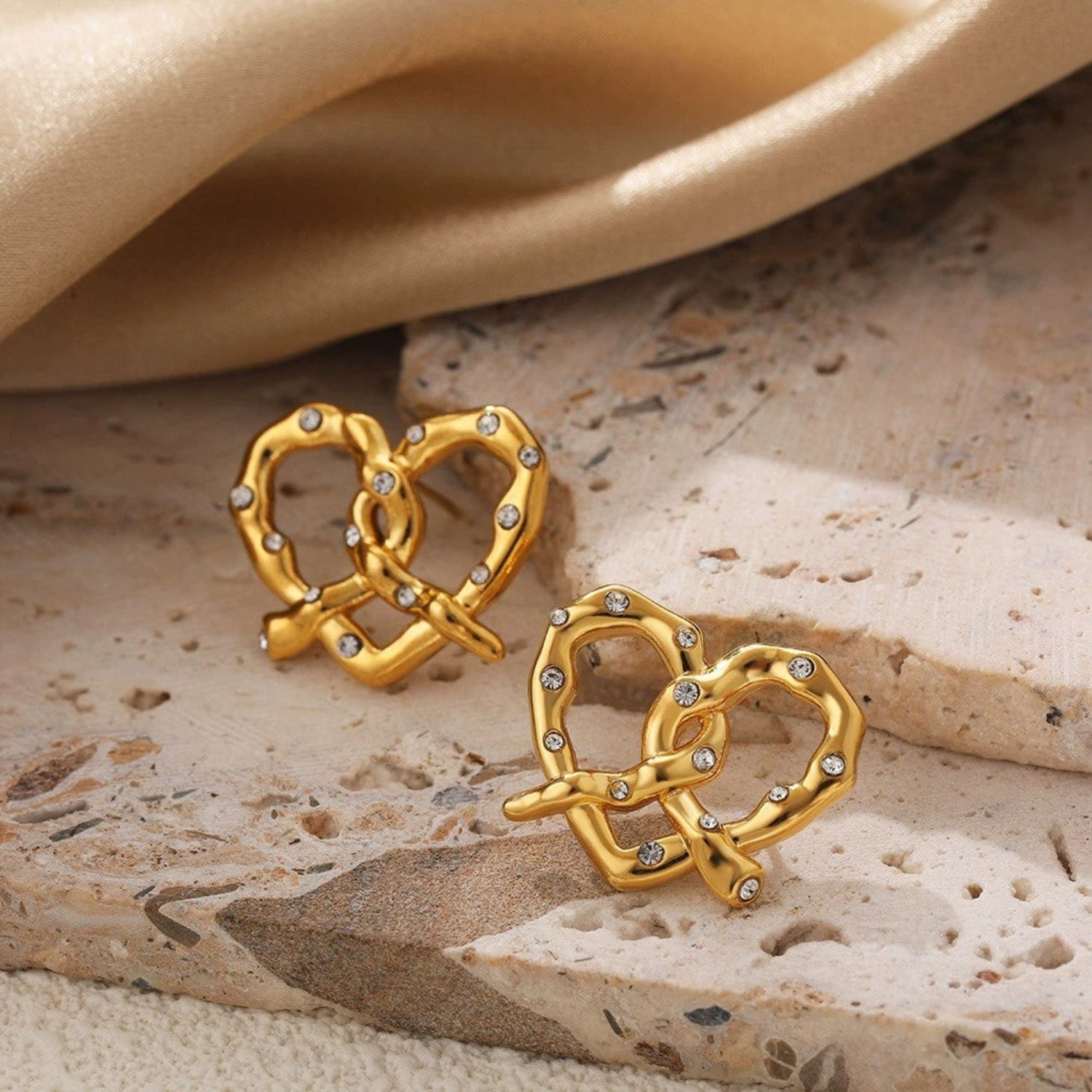 Just Lil Things Twisted Gold Pretzel Stud Earrings jlt13384