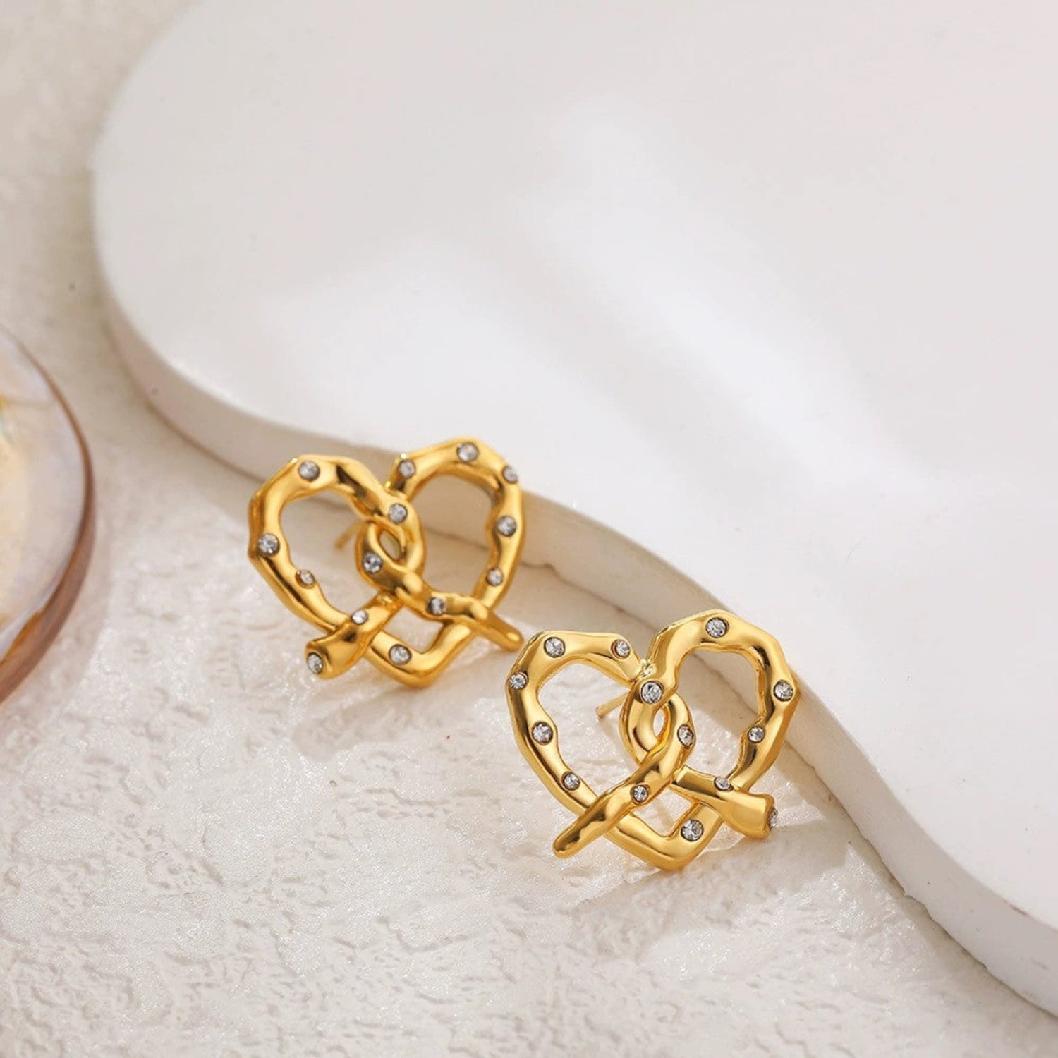 Just Lil Things Twisted Gold Pretzel Stud Earrings jlt13384