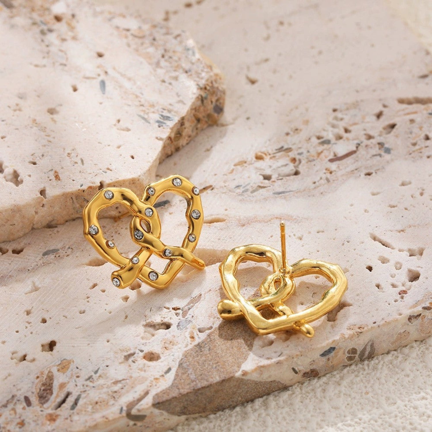 Just Lil Things Twisted Gold Pretzel Stud Earrings jlt13384