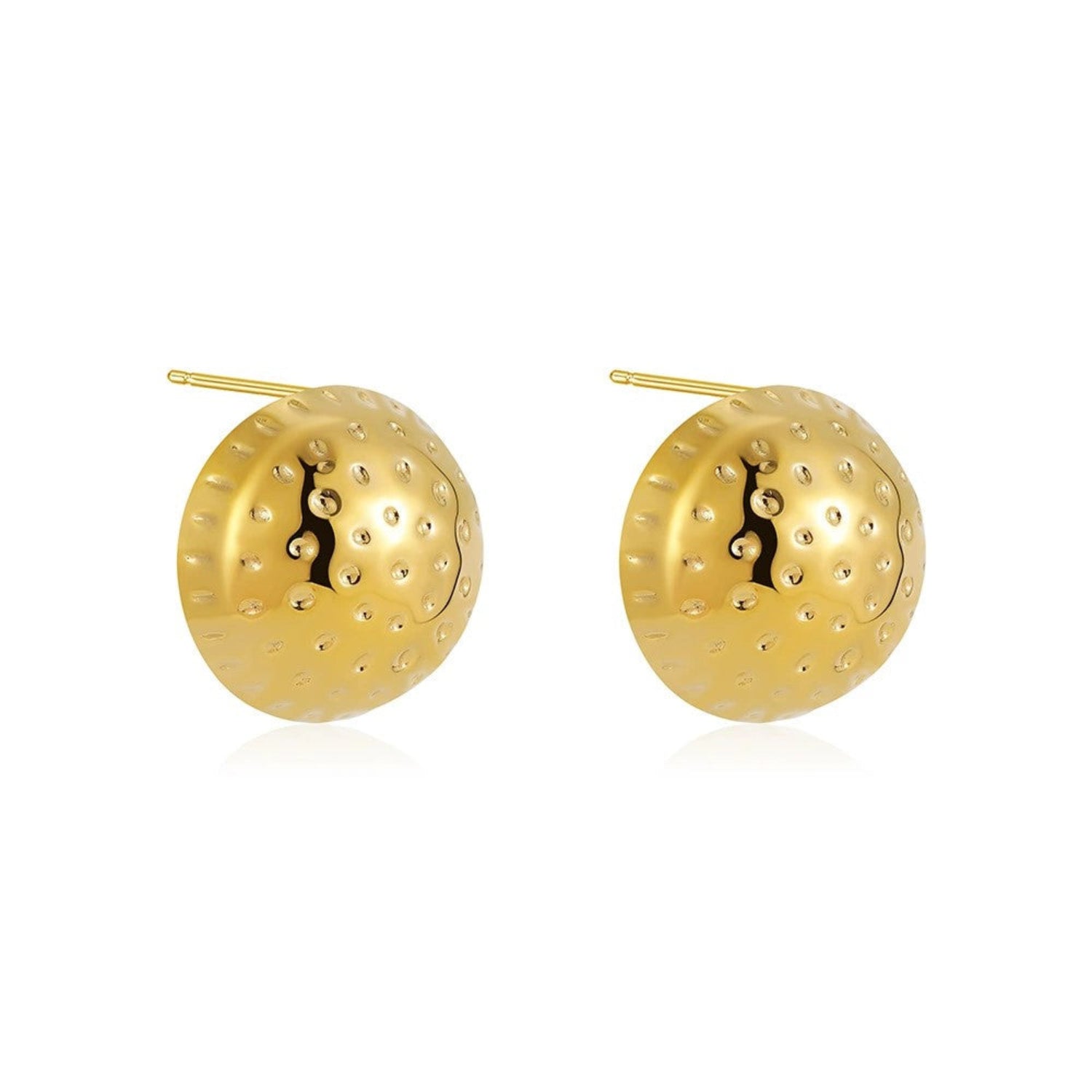 Just Lil Things Textured Dome Gold Stud Earrings jlt13385