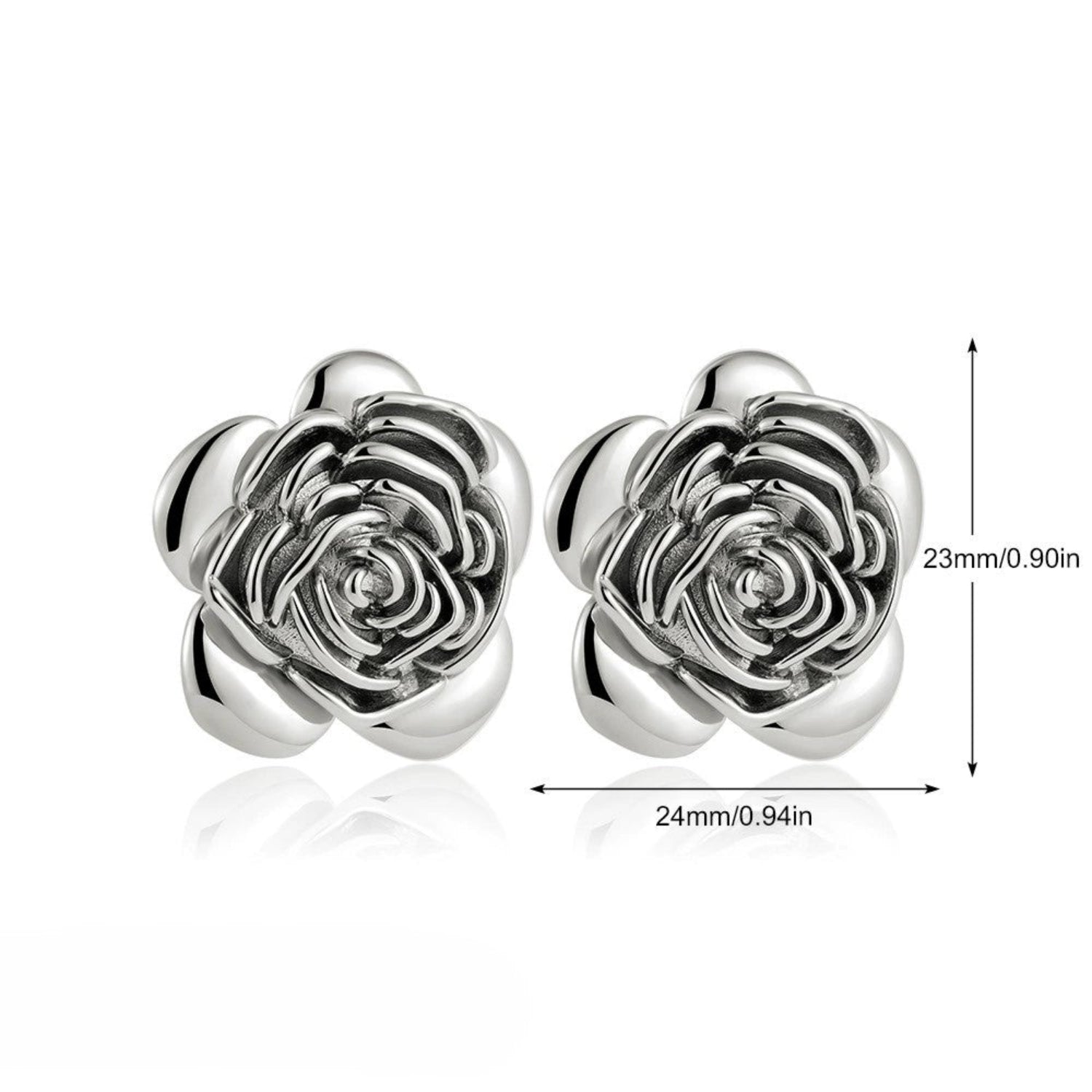 Just Lil Things Silver Bloom Rose Stud Earrings jlt13386