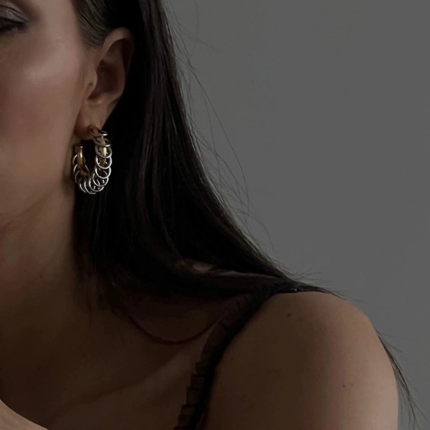 Just Lil Things Dual-Tone Link Hoop Earrings jlt13389