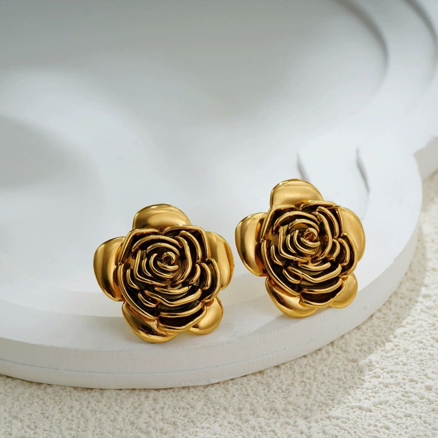 Just Lil Things Golden Bloom Rose Stud Earrings jlt13391