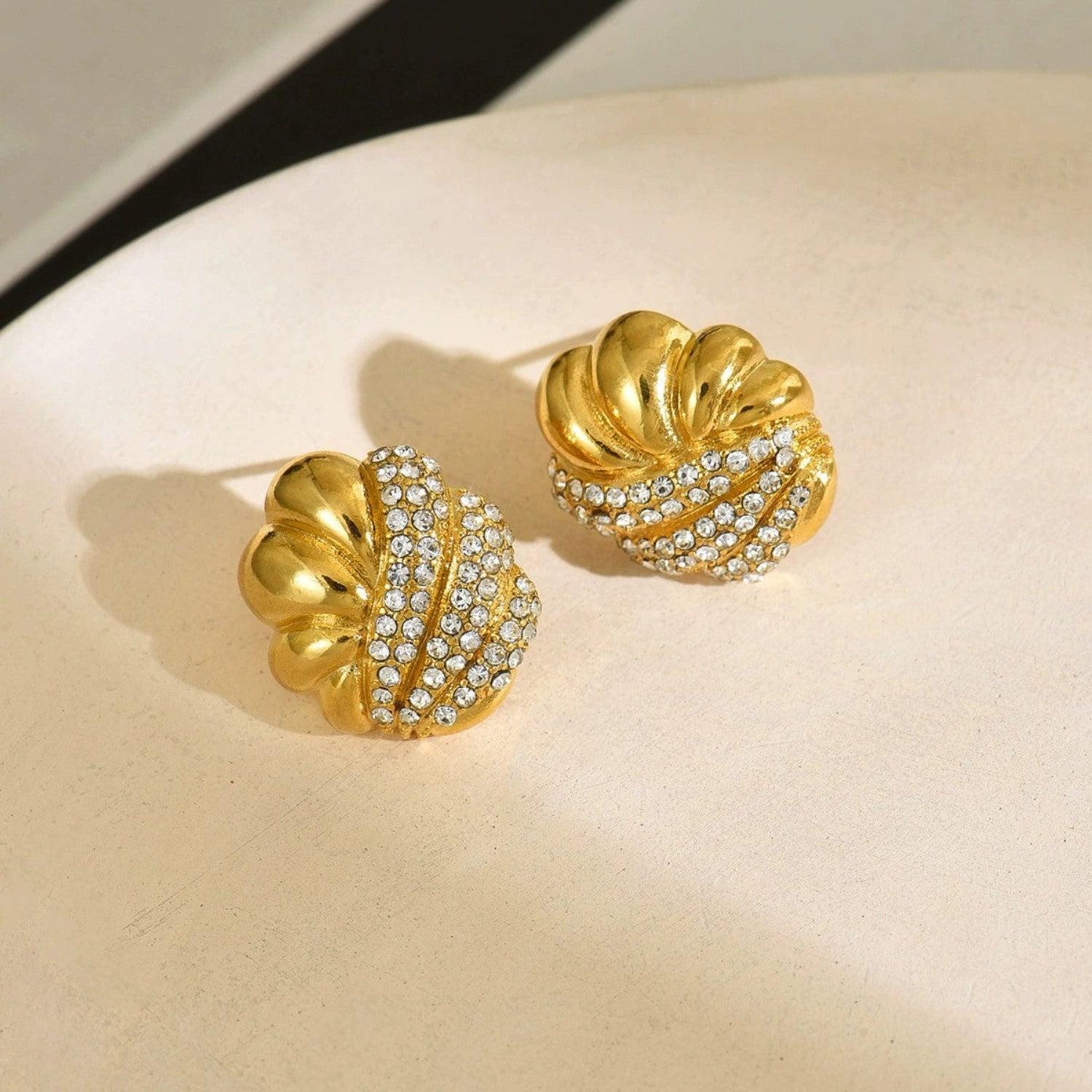 Just Lil Things Golden Luxe Crystal Swirl Stud Earrings jlt13392