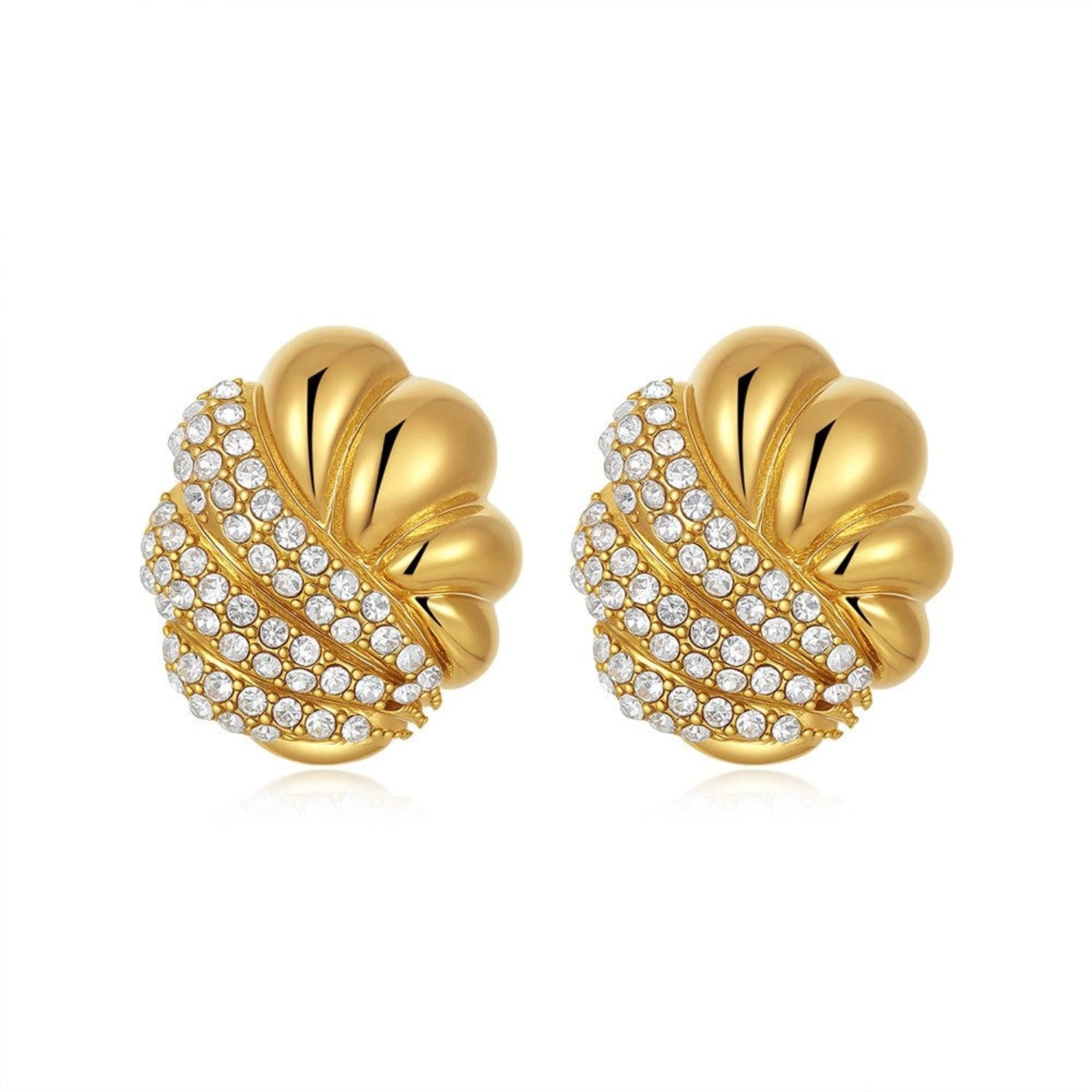 Just Lil Things Golden Luxe Crystal Swirl Stud Earrings jlt13392