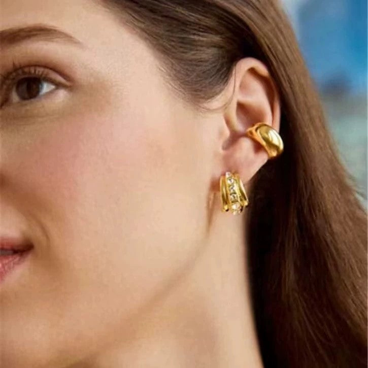 Just Lil Things Golden Luxe Crystal Hoop Studs jlt13396