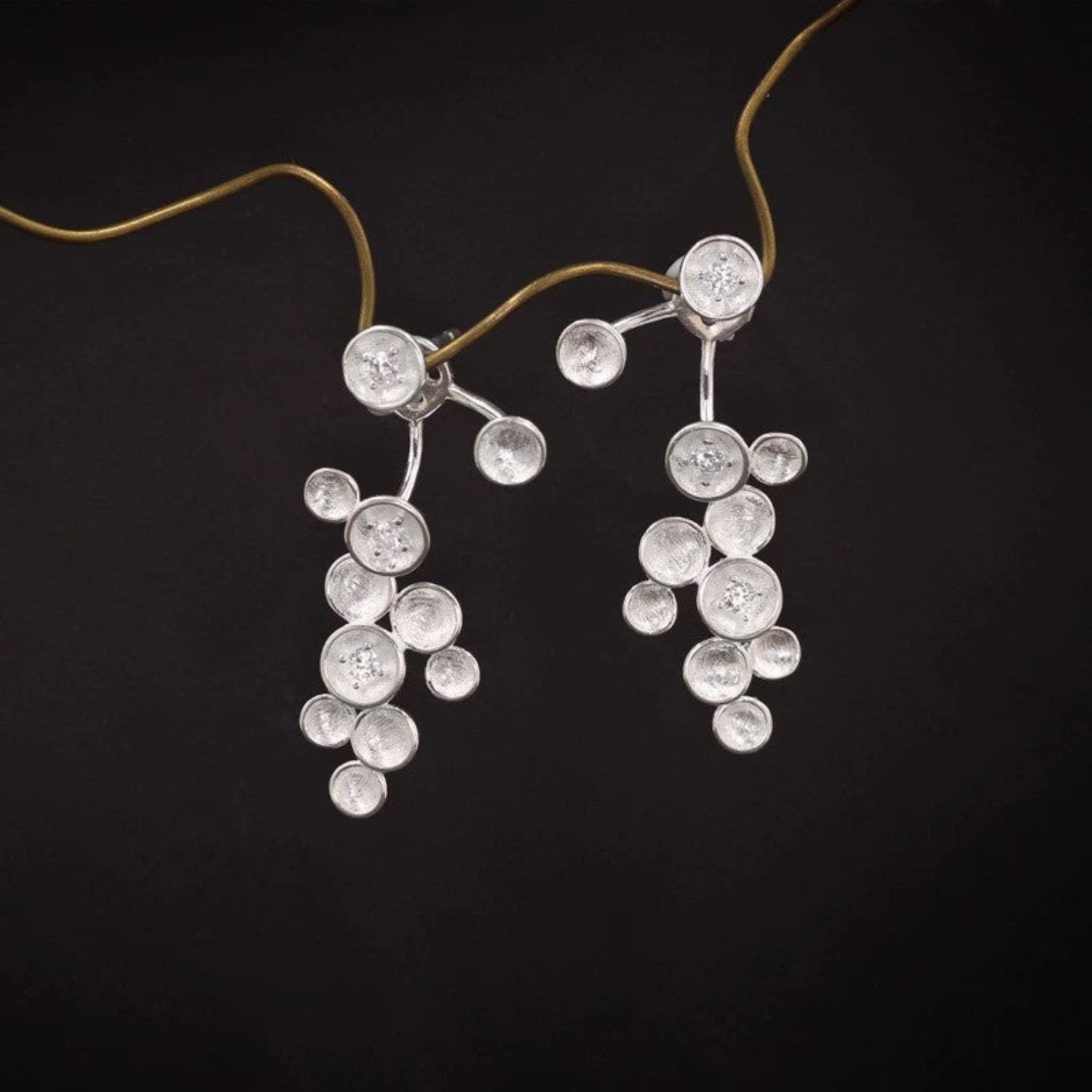 Just Lil Things Celestial Cluster Silver Drop Earrings jlt13402