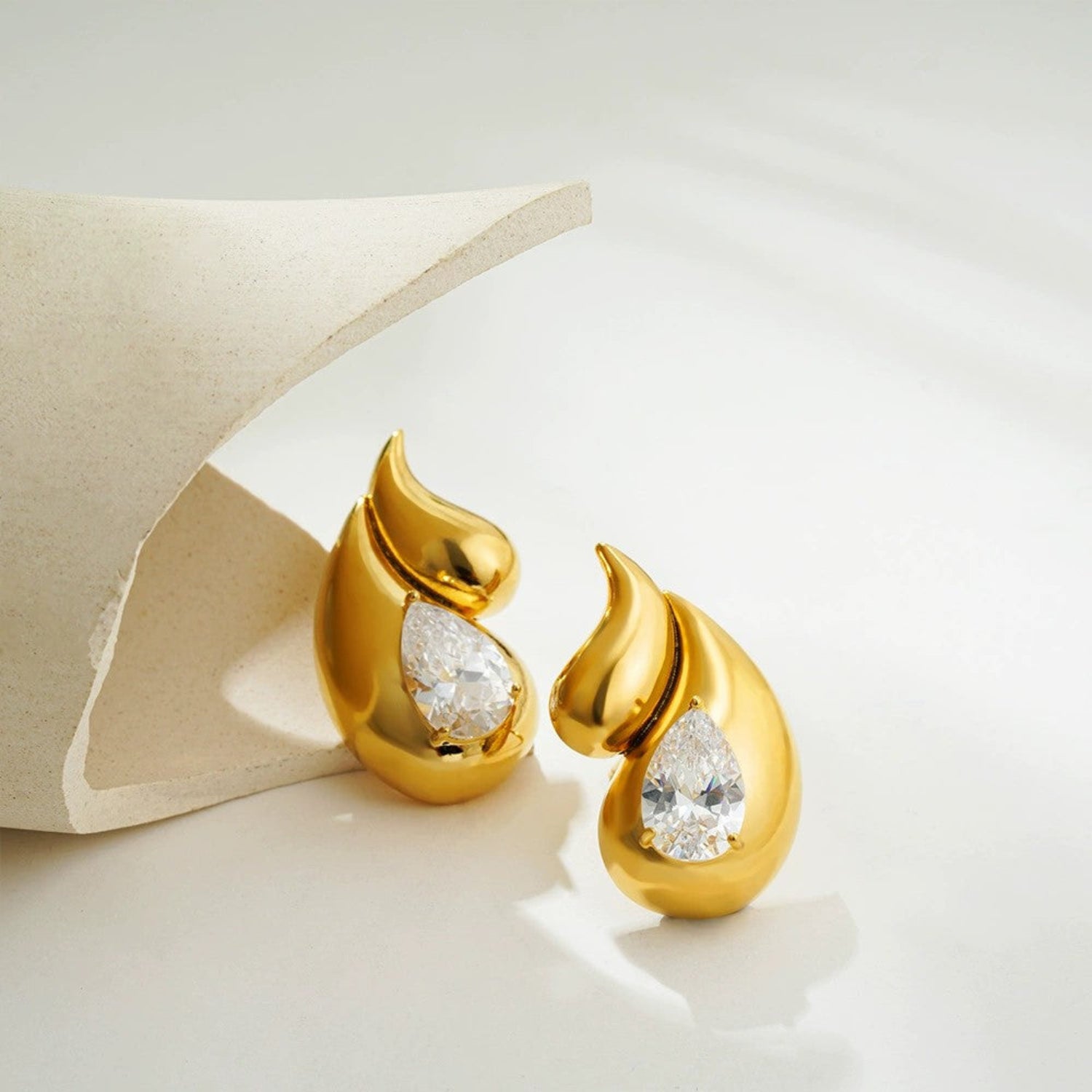 Just Lil Things Golden Flame Crystal Drop Earrings jlt13409