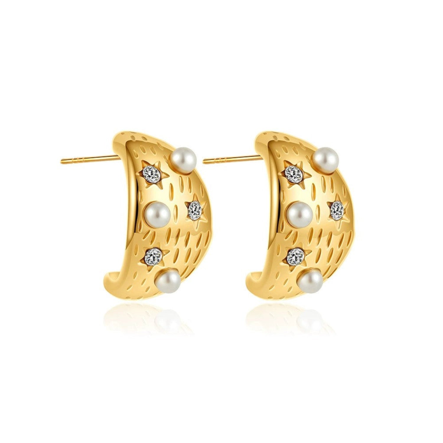 Just Lil Things Celestial Glow Pearl Hoop Earrings jlt13410