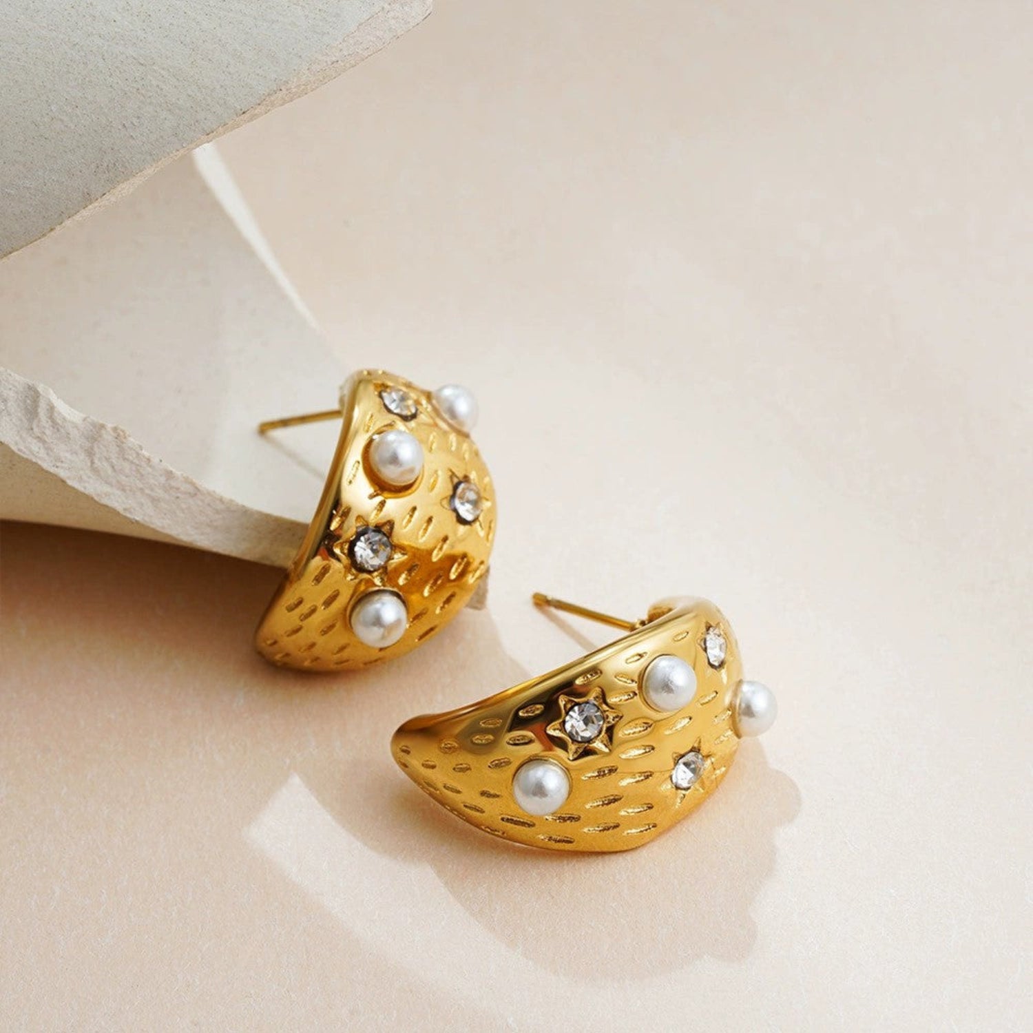 Just Lil Things Celestial Glow Pearl Hoop Earrings jlt13410