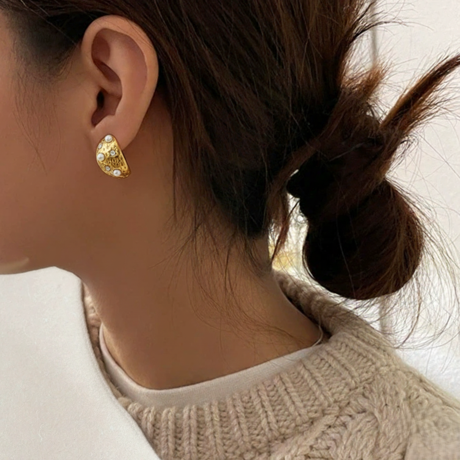 Just Lil Things Celestial Glow Pearl Hoop Earrings jlt13410