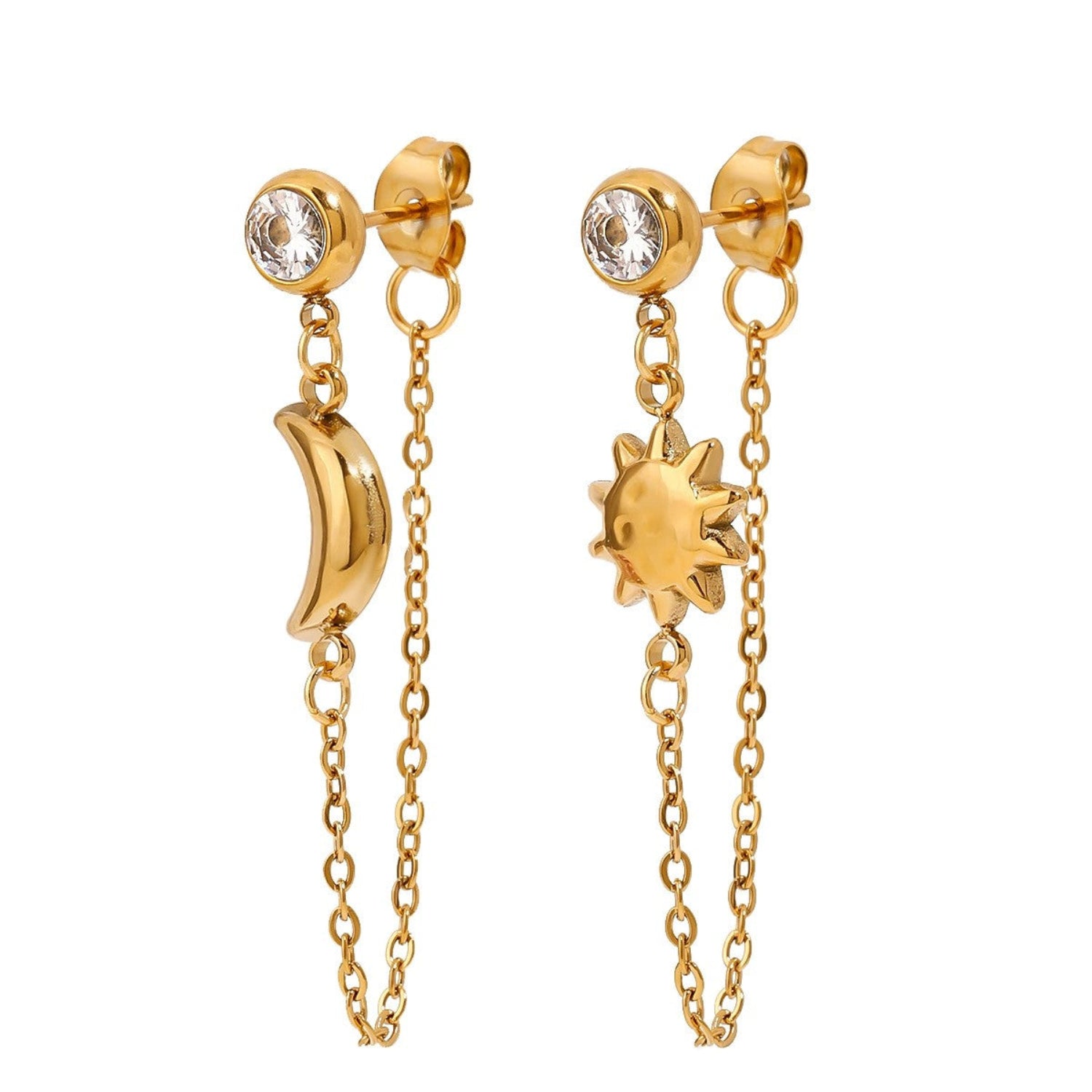 Sun & Moon Chain Drop Earrings JLT13411
