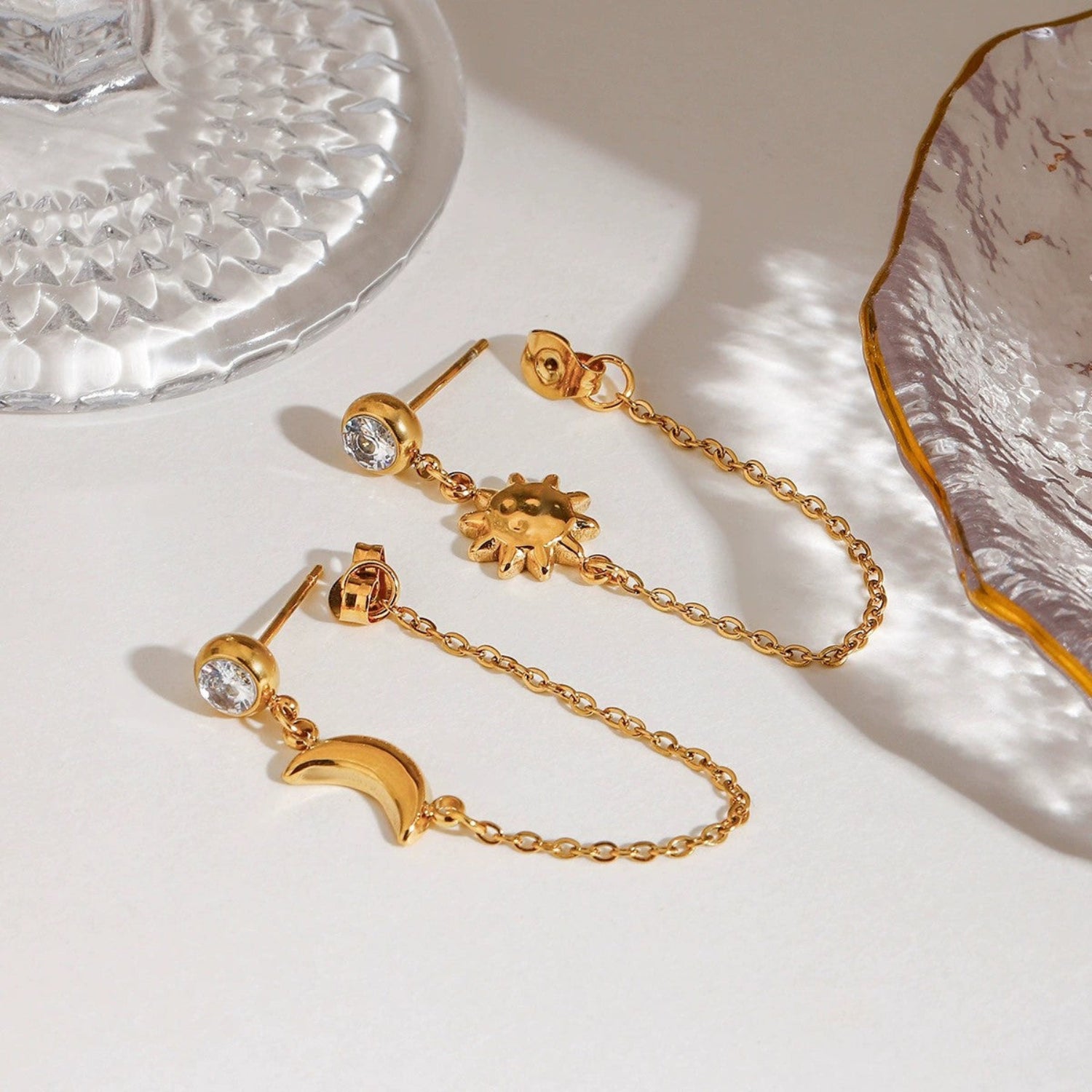 Sun & Moon Chain Drop Earrings JLT13411