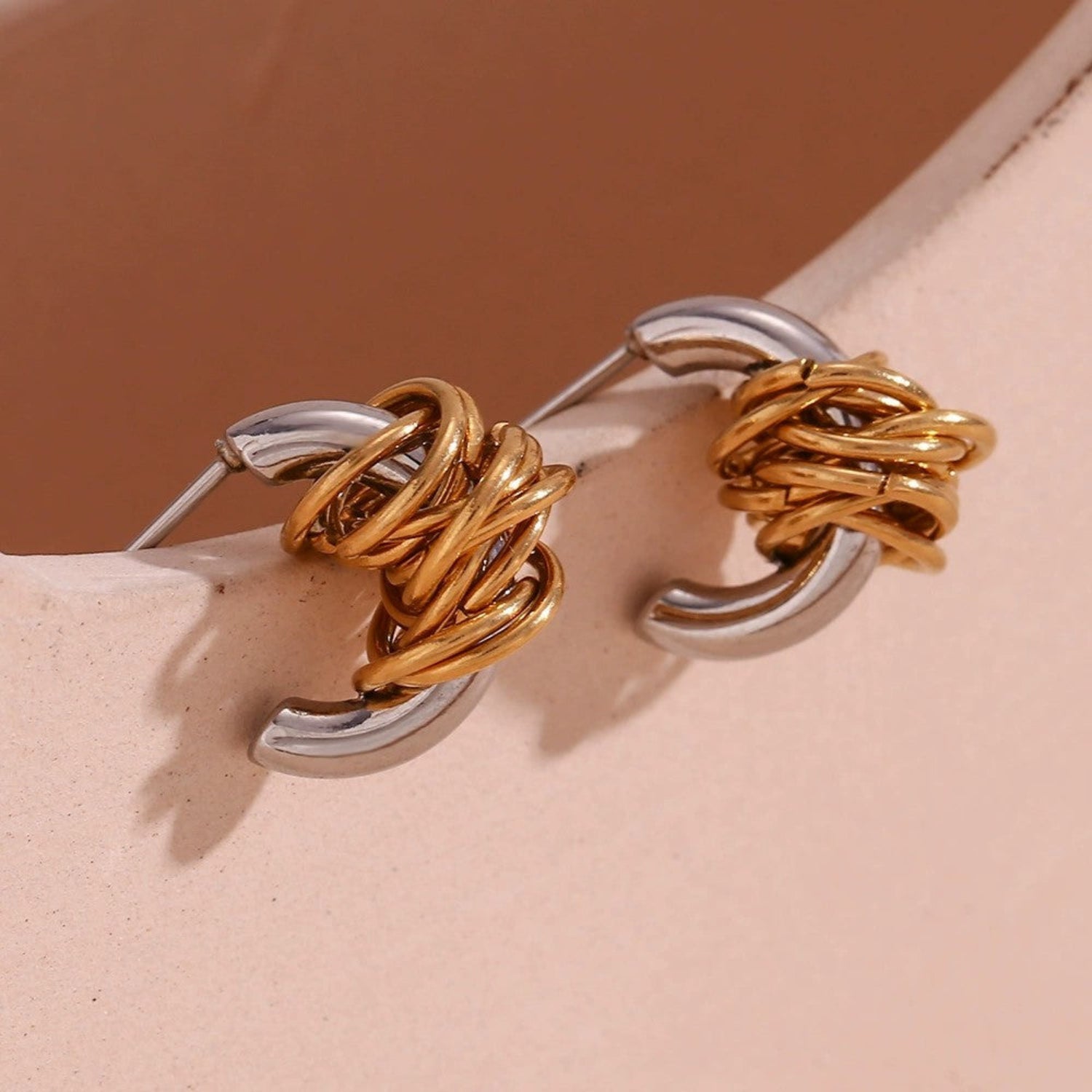 Twisted Knot DualTone Stud Earrings JLT13412