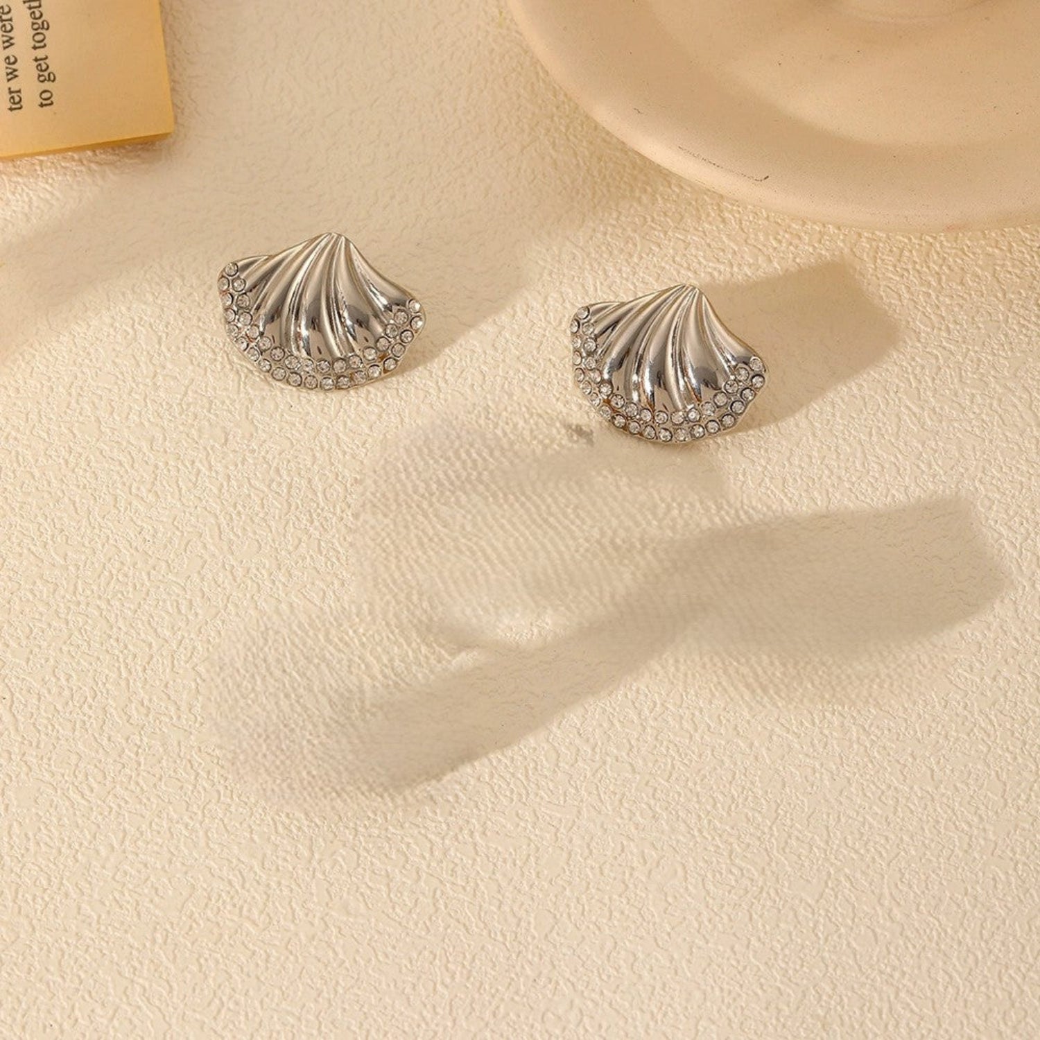 Just Lil Things Crystal Wave Shell Stud Earrings jlt13415