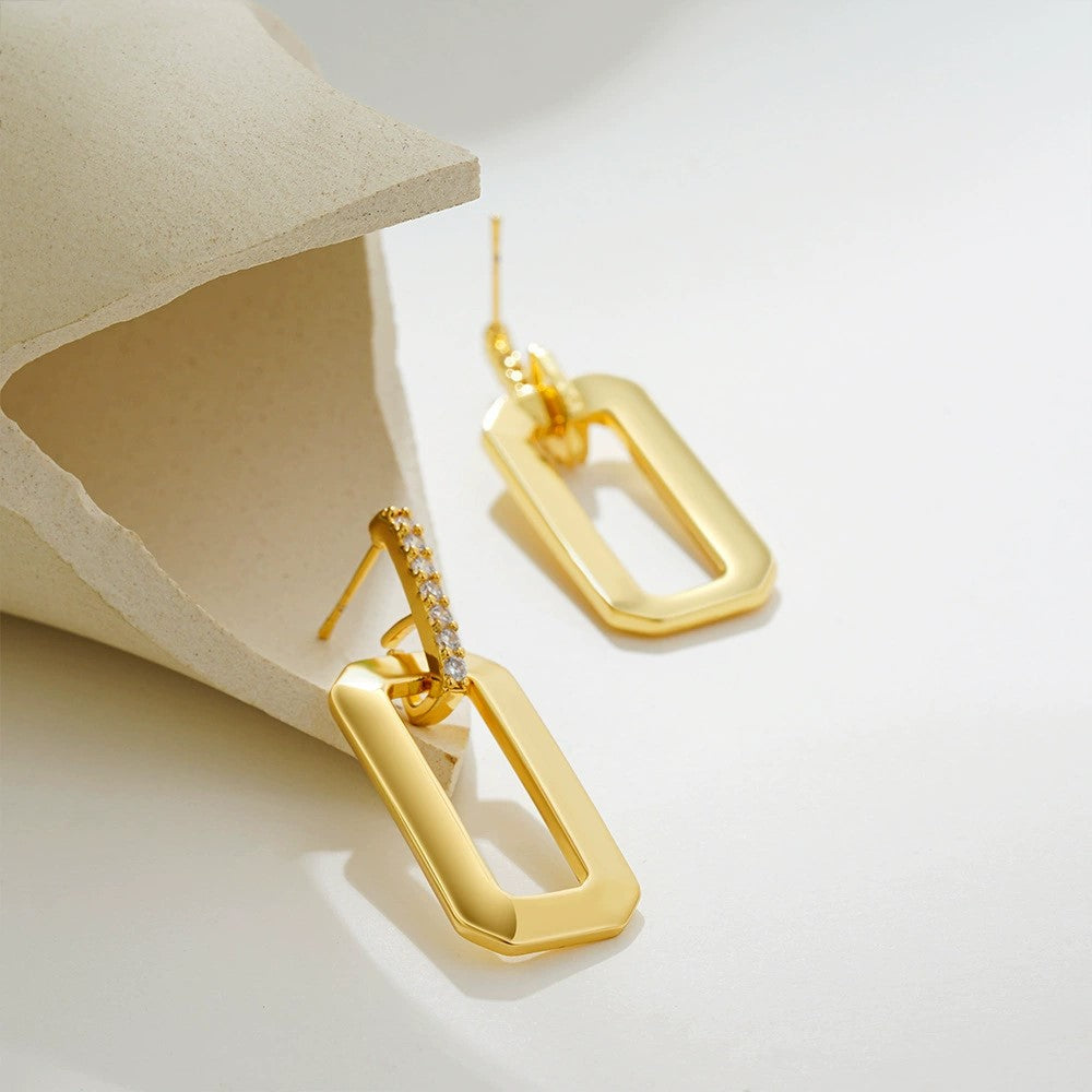 Just Lil Things Golden Luxe Geometric Drop Earrings jlt13421