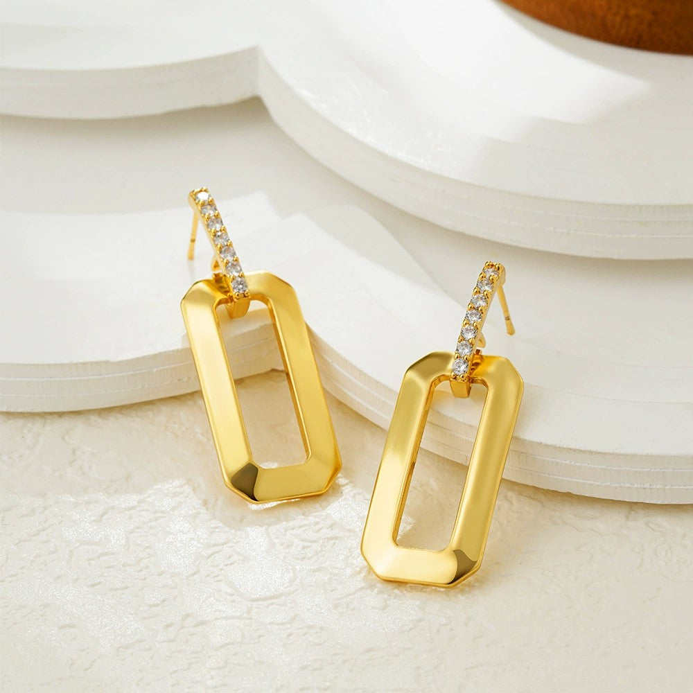 Just Lil Things Golden Luxe Geometric Drop Earrings jlt13421