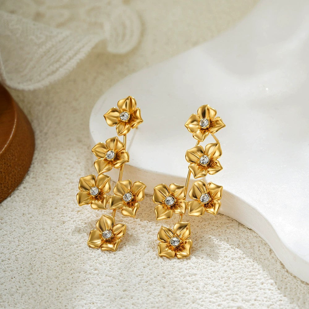 Just Lil Things Golden Bloom Cascade Earrings jlt13423