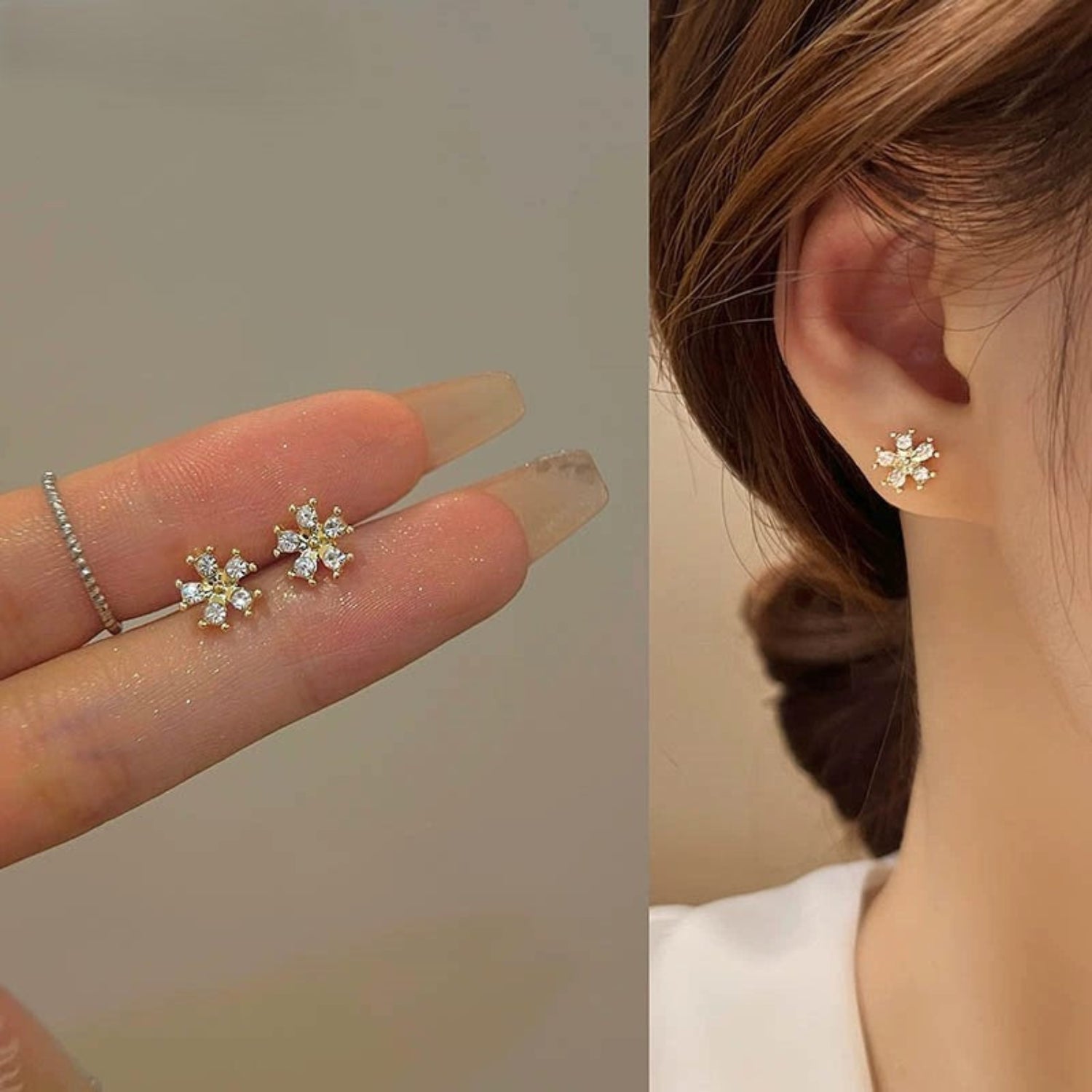 Just Lil Things Sparkling Floral Crystal Stud Earrings jlt13433