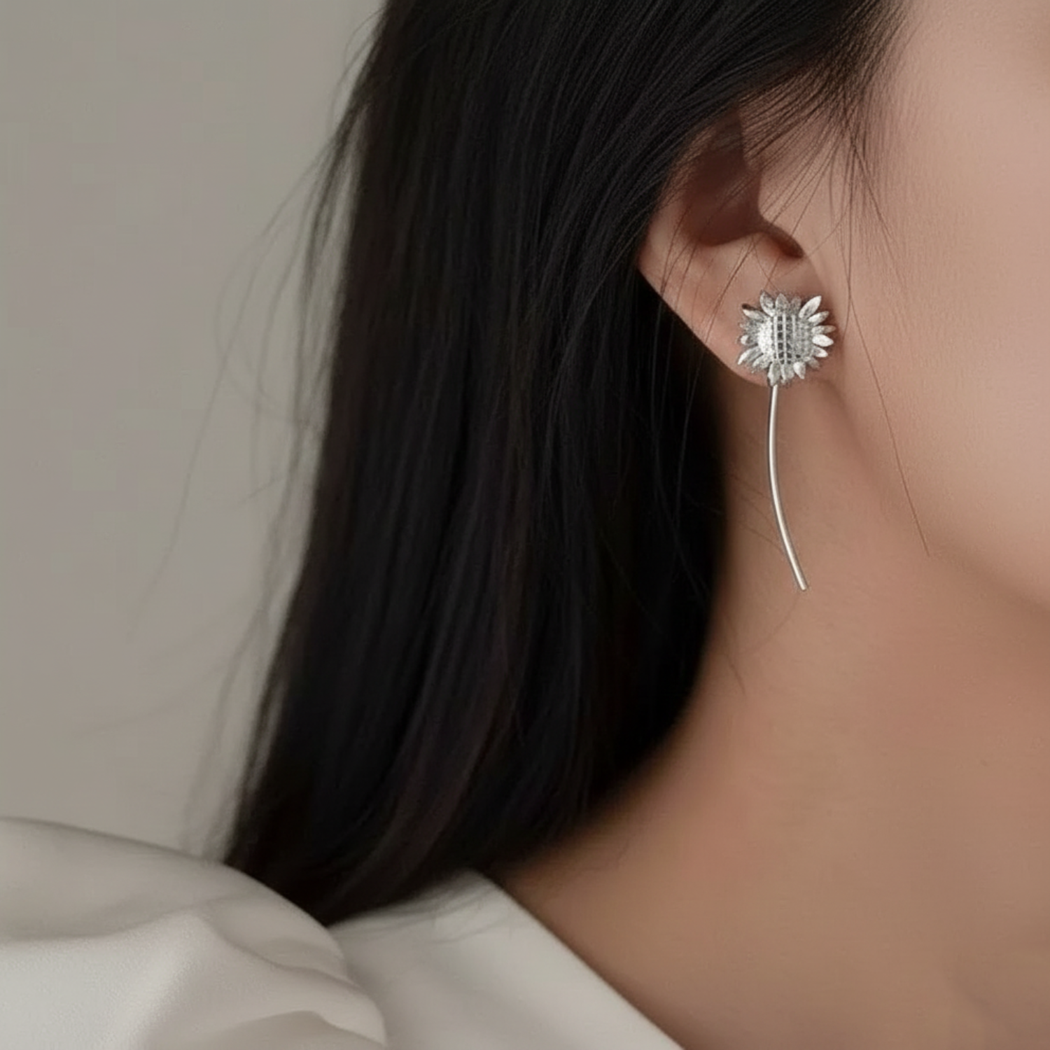 Silver Sunflower Drop EarringsJLT13435