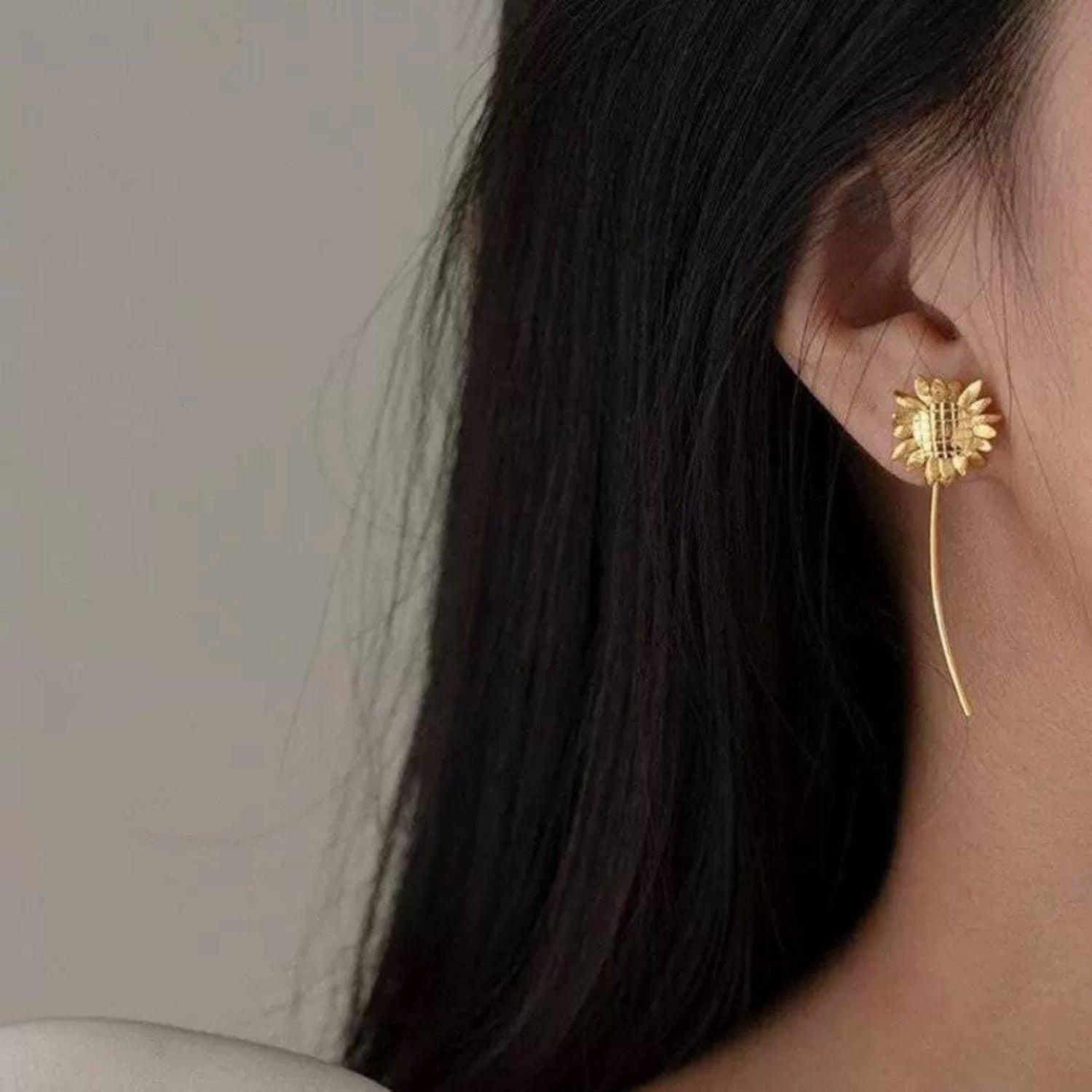 Golden Sunflower Drop Earrings JLT13436