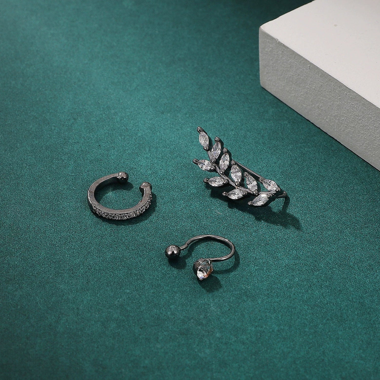 Silver Leaf Cuff Earrings For One Ear jlt13442