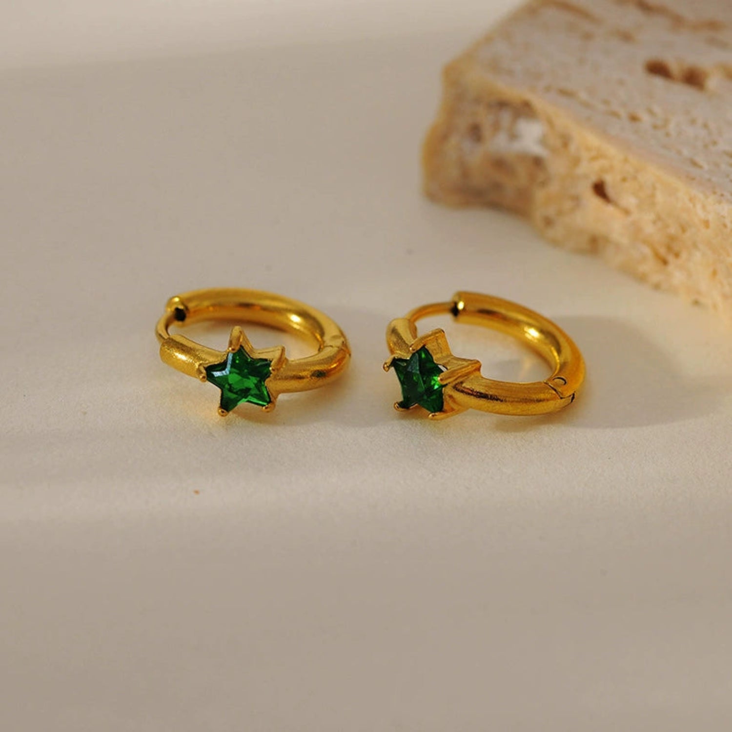 Green Star Hoop Earrings JLT13452