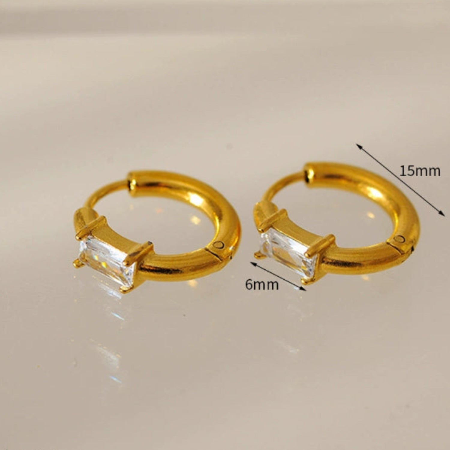 Rectangular Designed White Hoop Earring JLT13454